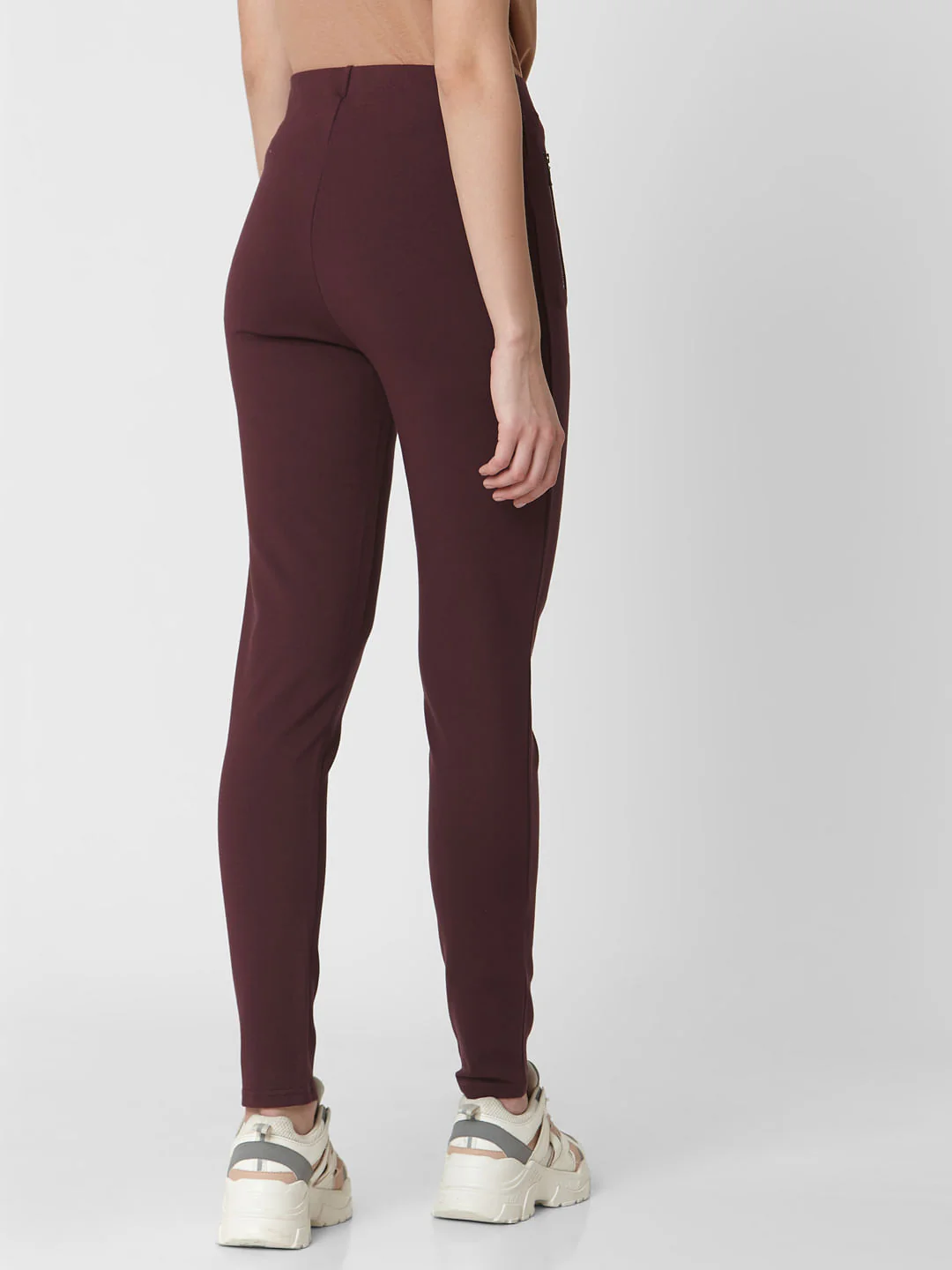 Burgundy High Rise Leggings - Image 4