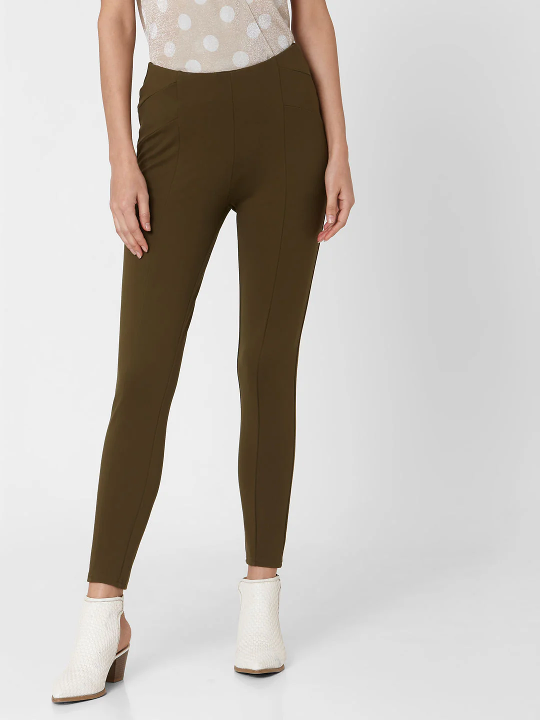 Dark Green High Rise Skinny Fit Leggings