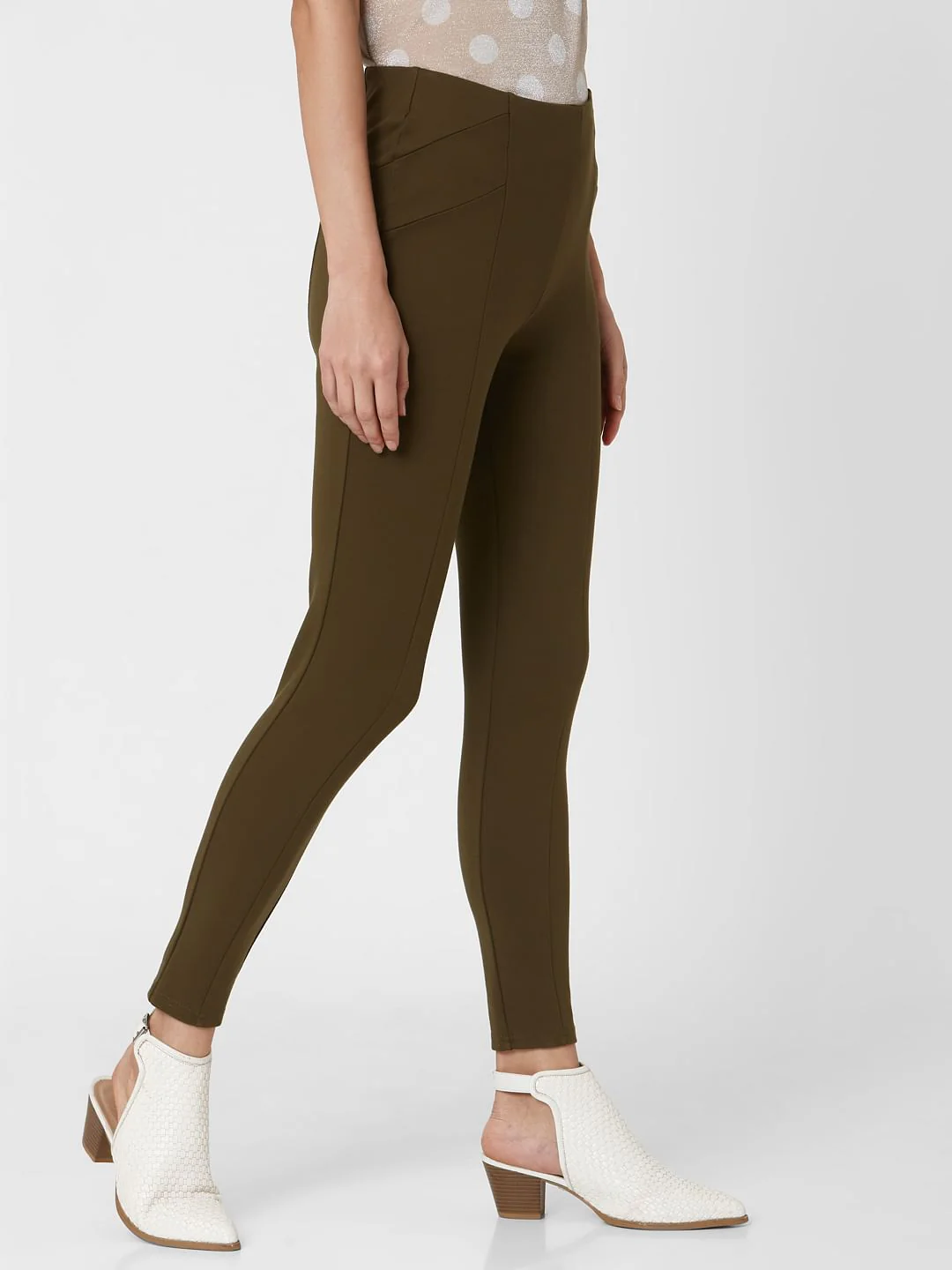 Dark Green High Rise Skinny Fit Leggings - Image 3