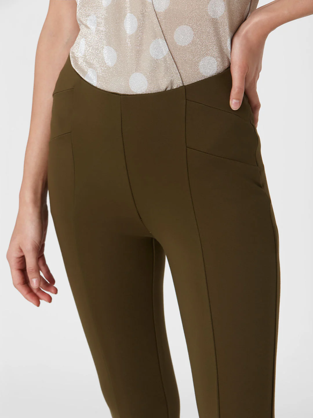 Dark Green High Rise Skinny Fit Leggings - Image 5