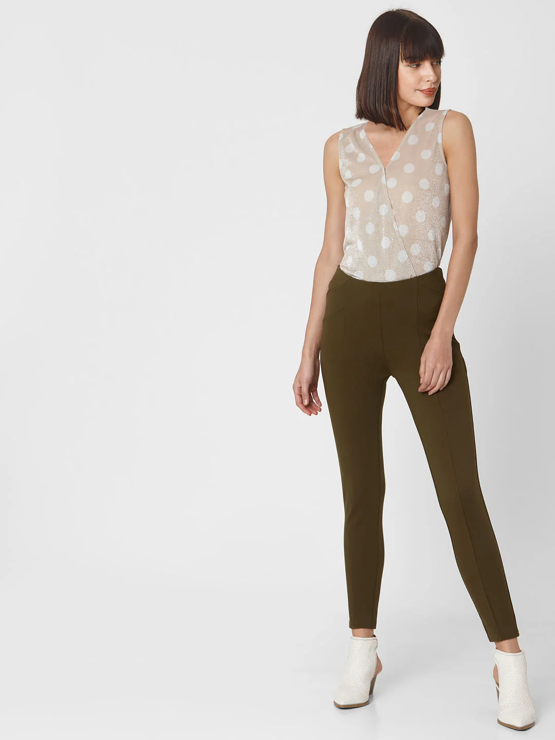 Dark Green High Rise Skinny Fit Leggings - Image 6