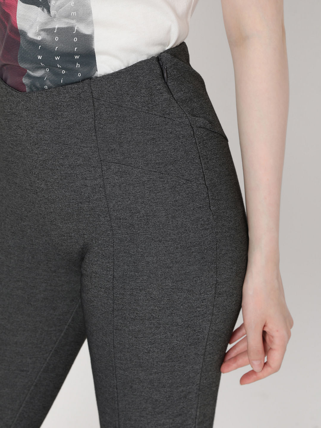 Grey High Rise Leggings - Image 5