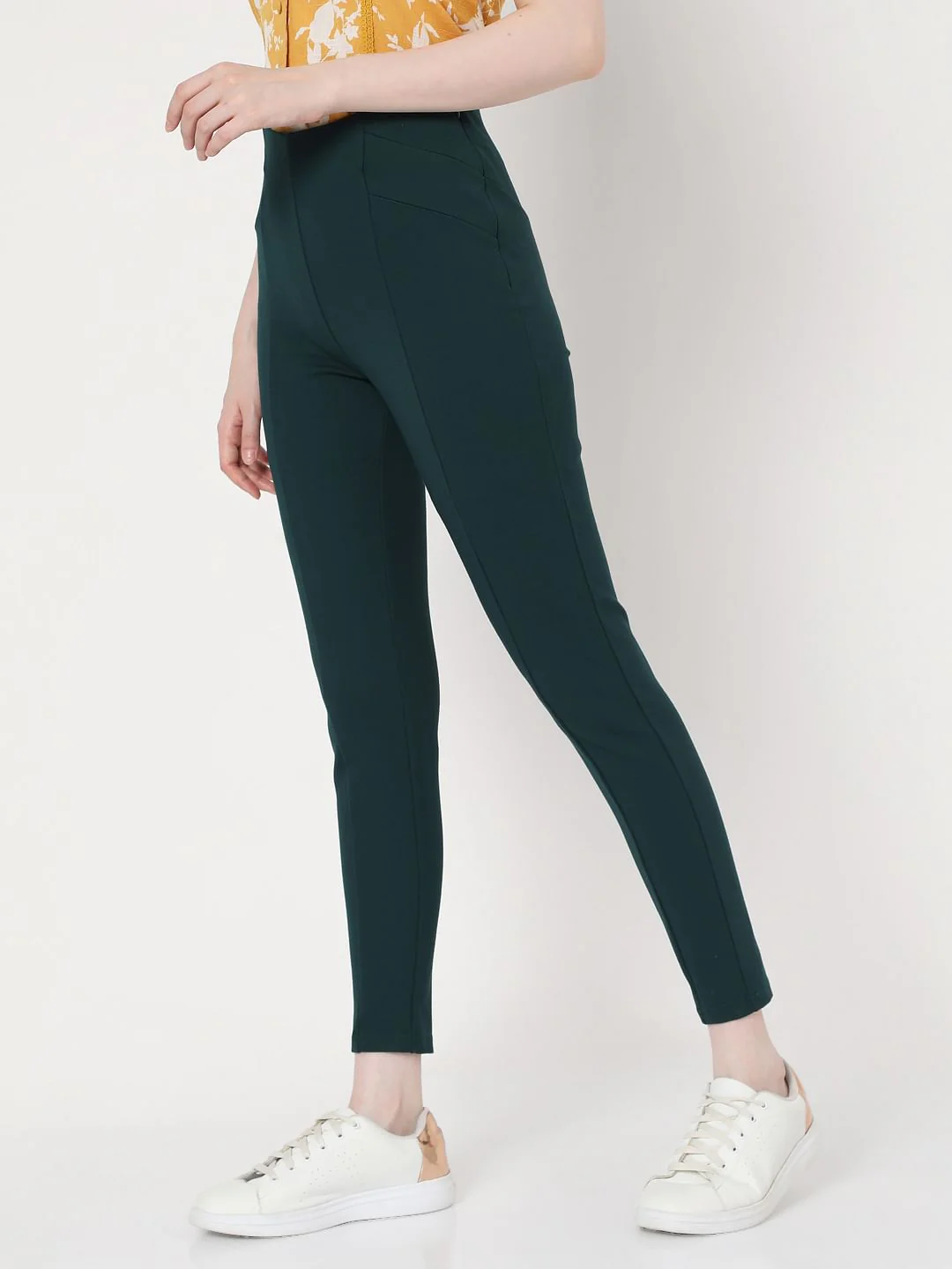 Green High Rise Skinny Fit Leggings - Image 3