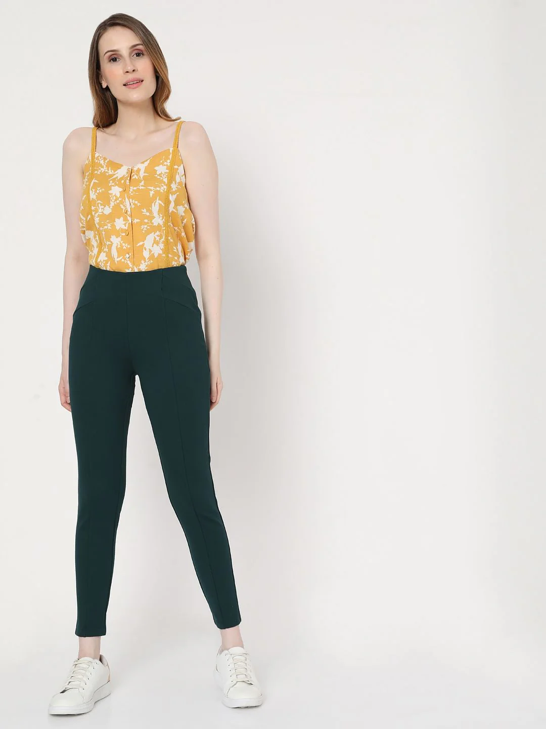 Green High Rise Skinny Fit Leggings - Image 6