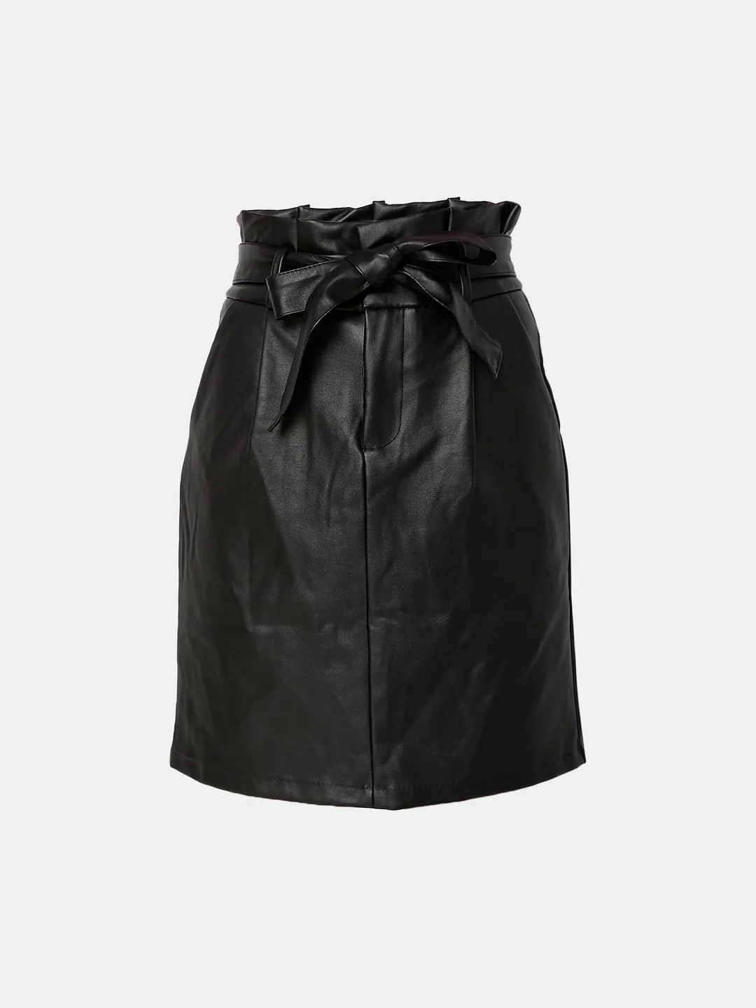 Black High Rise Paperbag Waist Skirt - Image 7