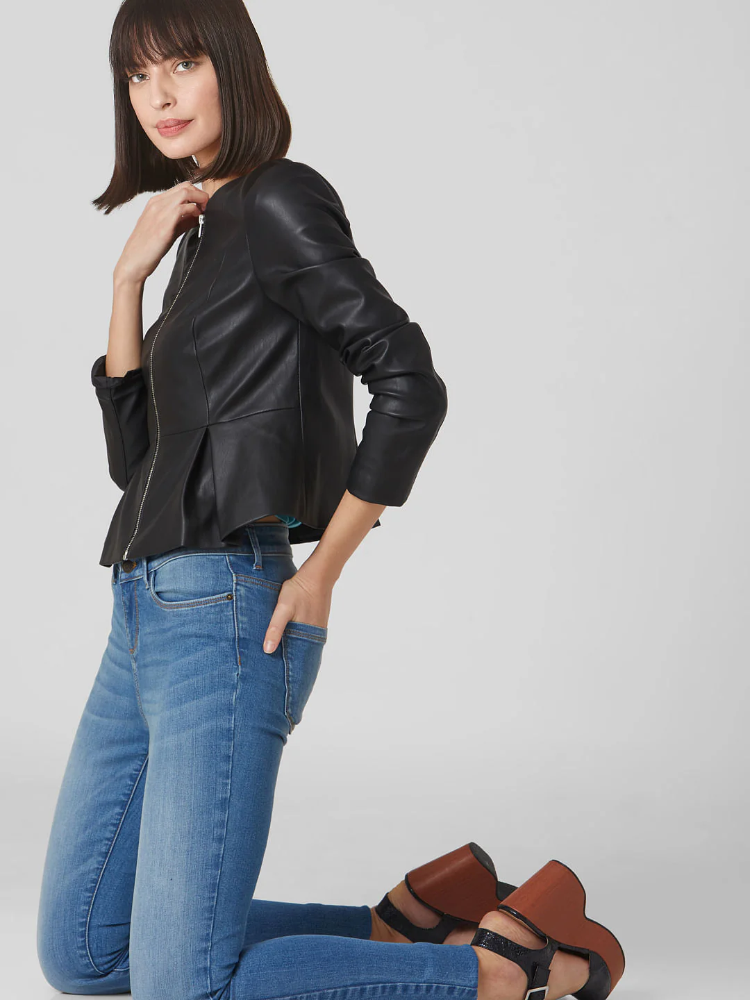 Blue Mid Rise Skinny Jeans - Image 2