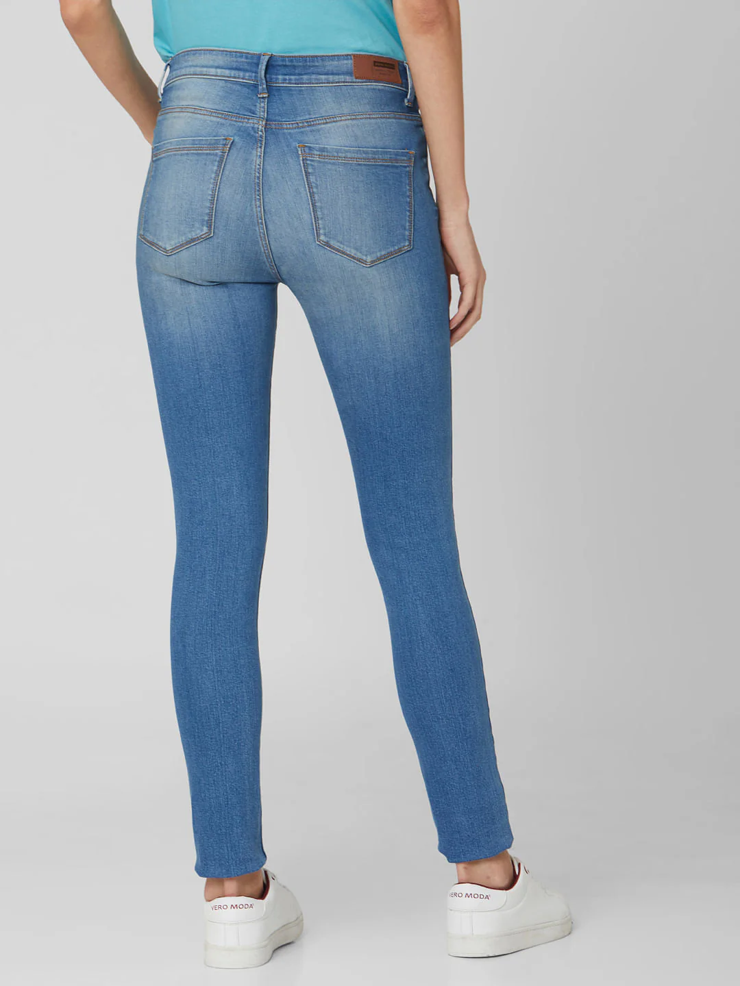 Blue Mid Rise Skinny Jeans - Image 4