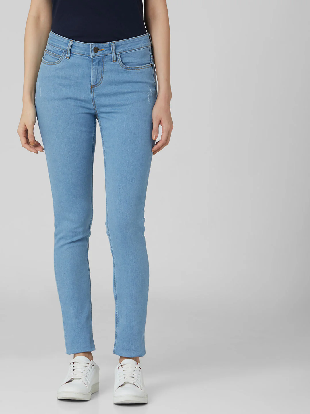 Blue Mid Rise Skinny Jeans