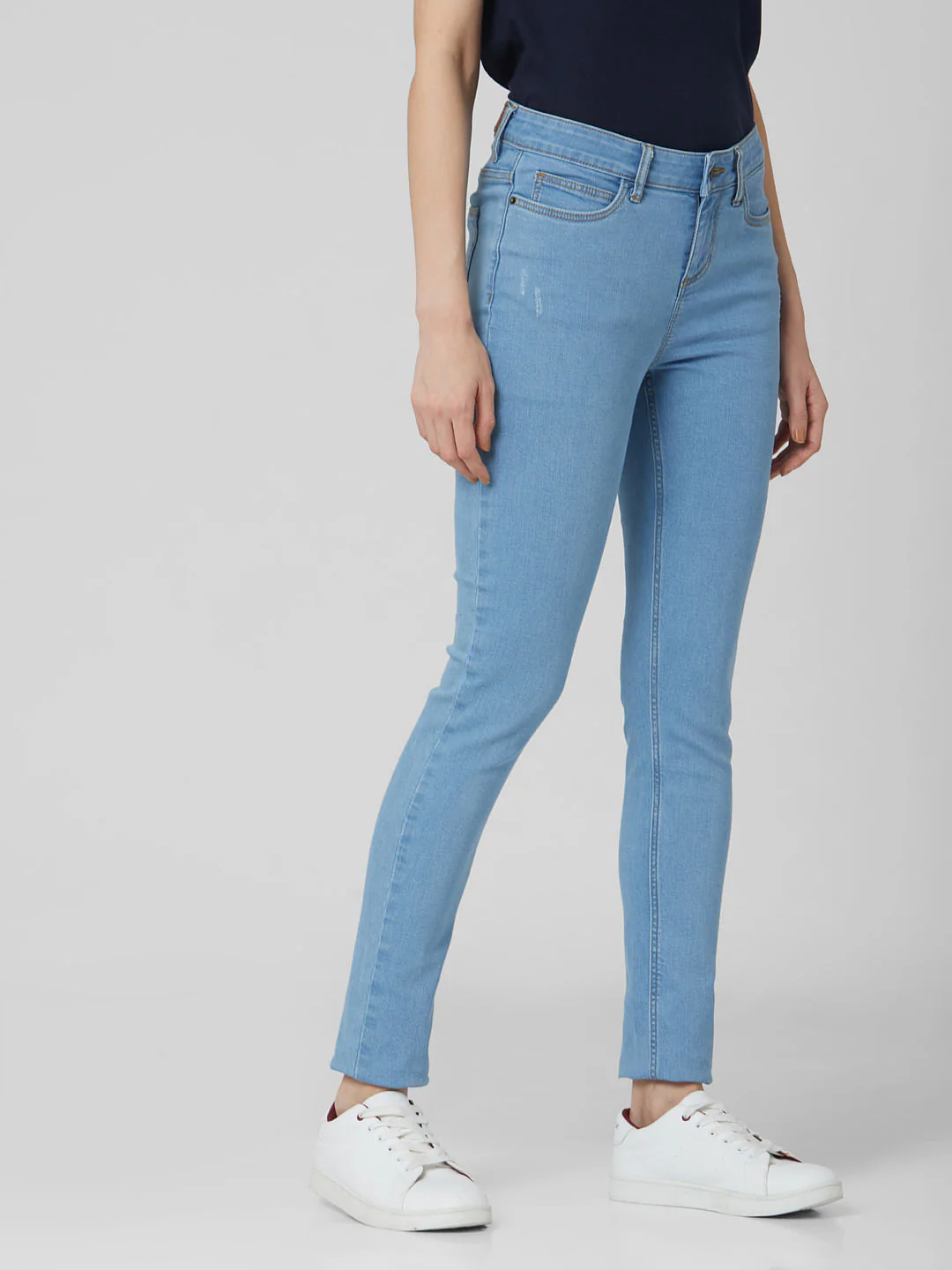 Blue Mid Rise Skinny Jeans - Image 3