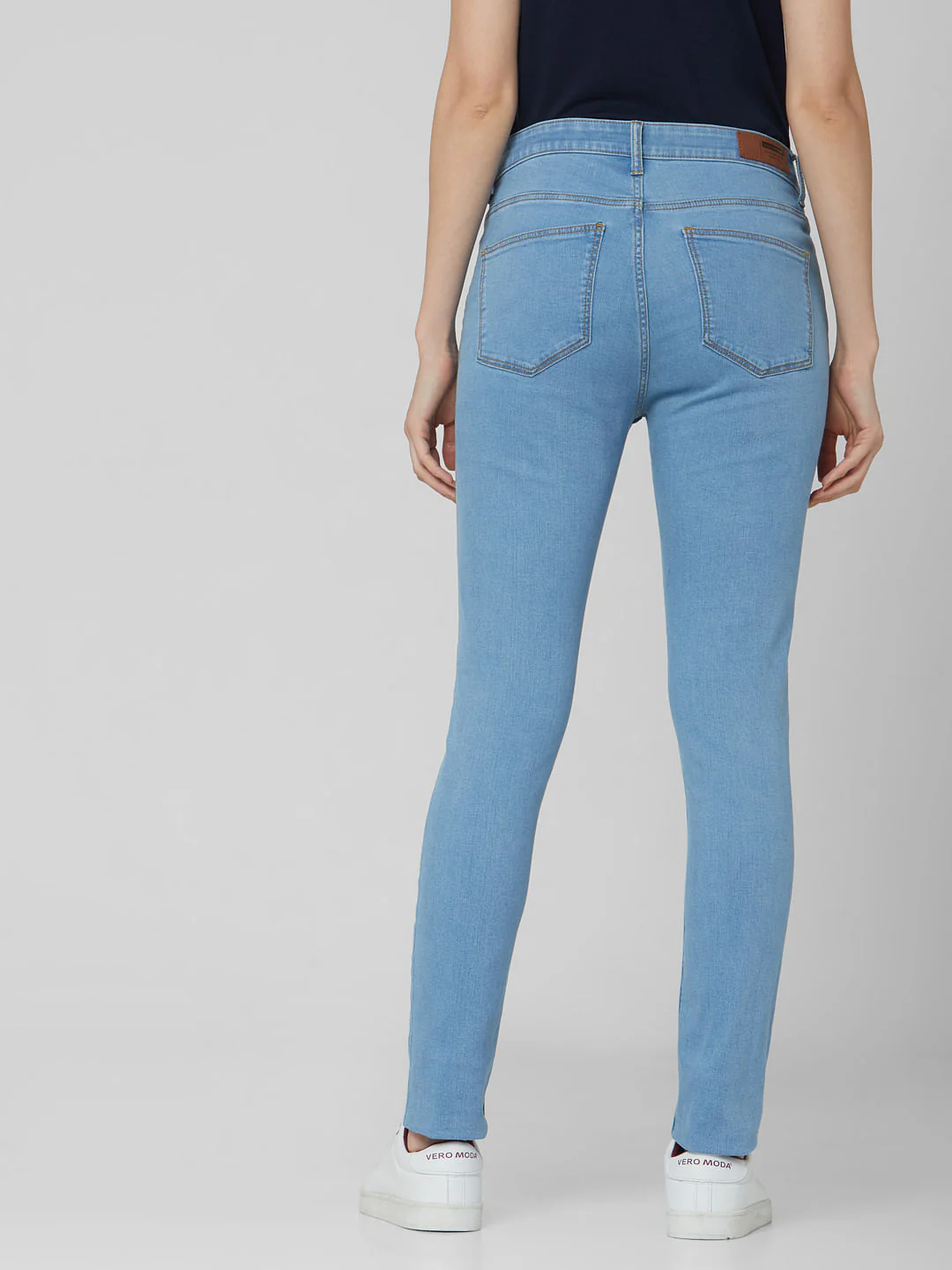 Blue Mid Rise Skinny Jeans - Image 4