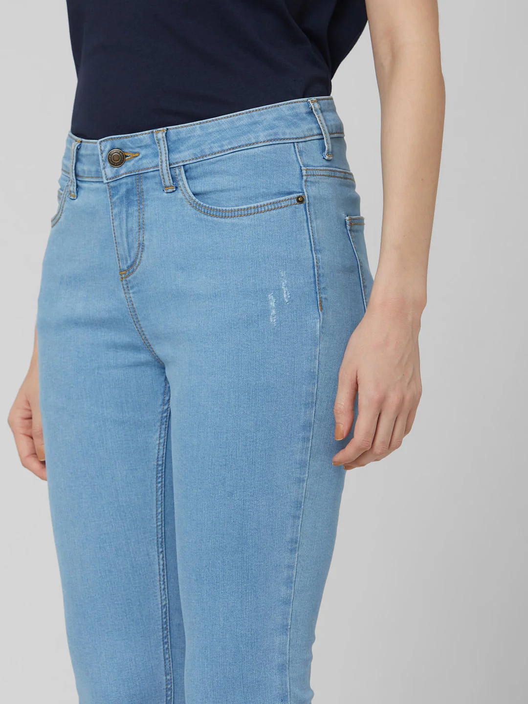 Blue Mid Rise Skinny Jeans - Image 5