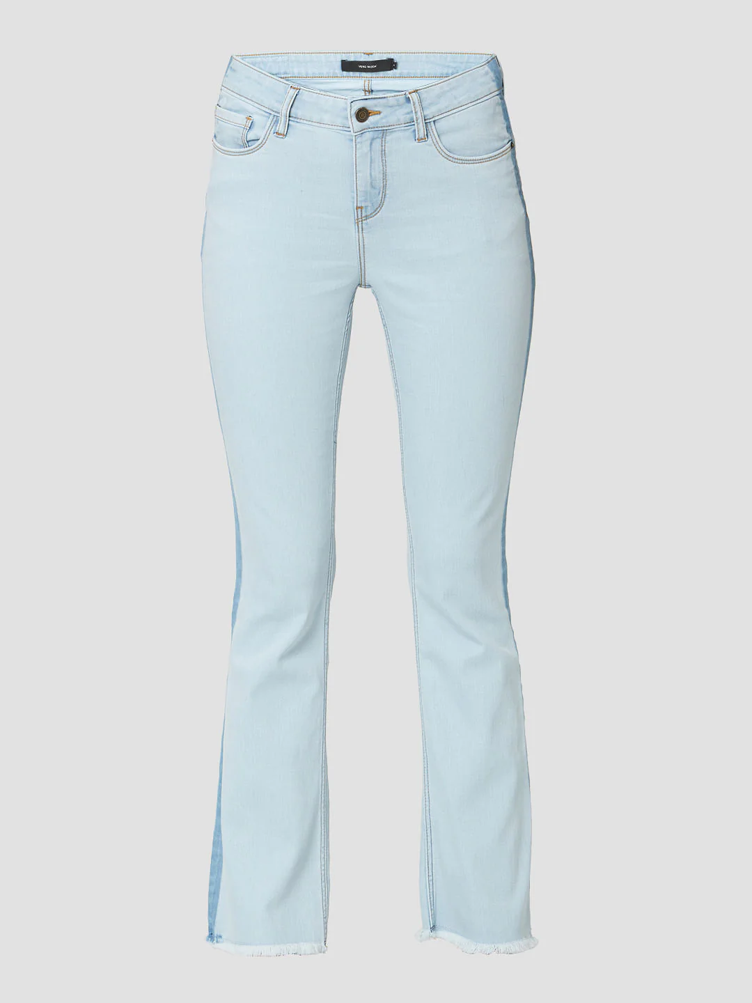 Light Blue Mid Rise Tape Detail Bootcut Jeans - Image 7