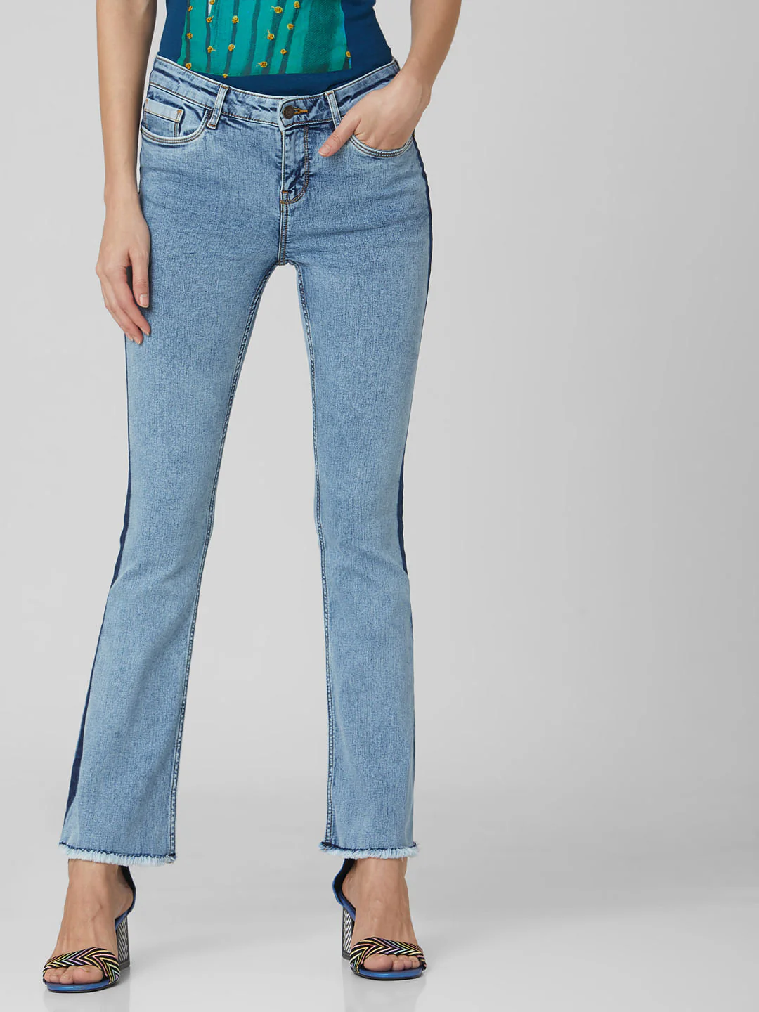 Blue Mid Rise Bootcut Jeans