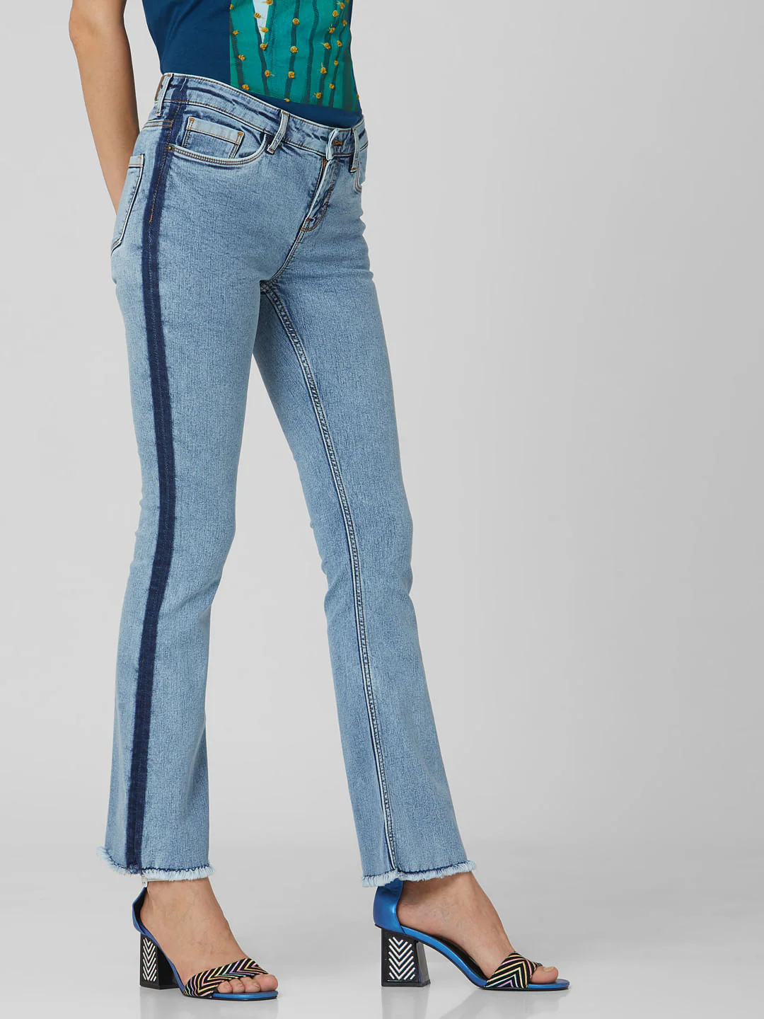 Blue Mid Rise Bootcut Jeans - Image 3