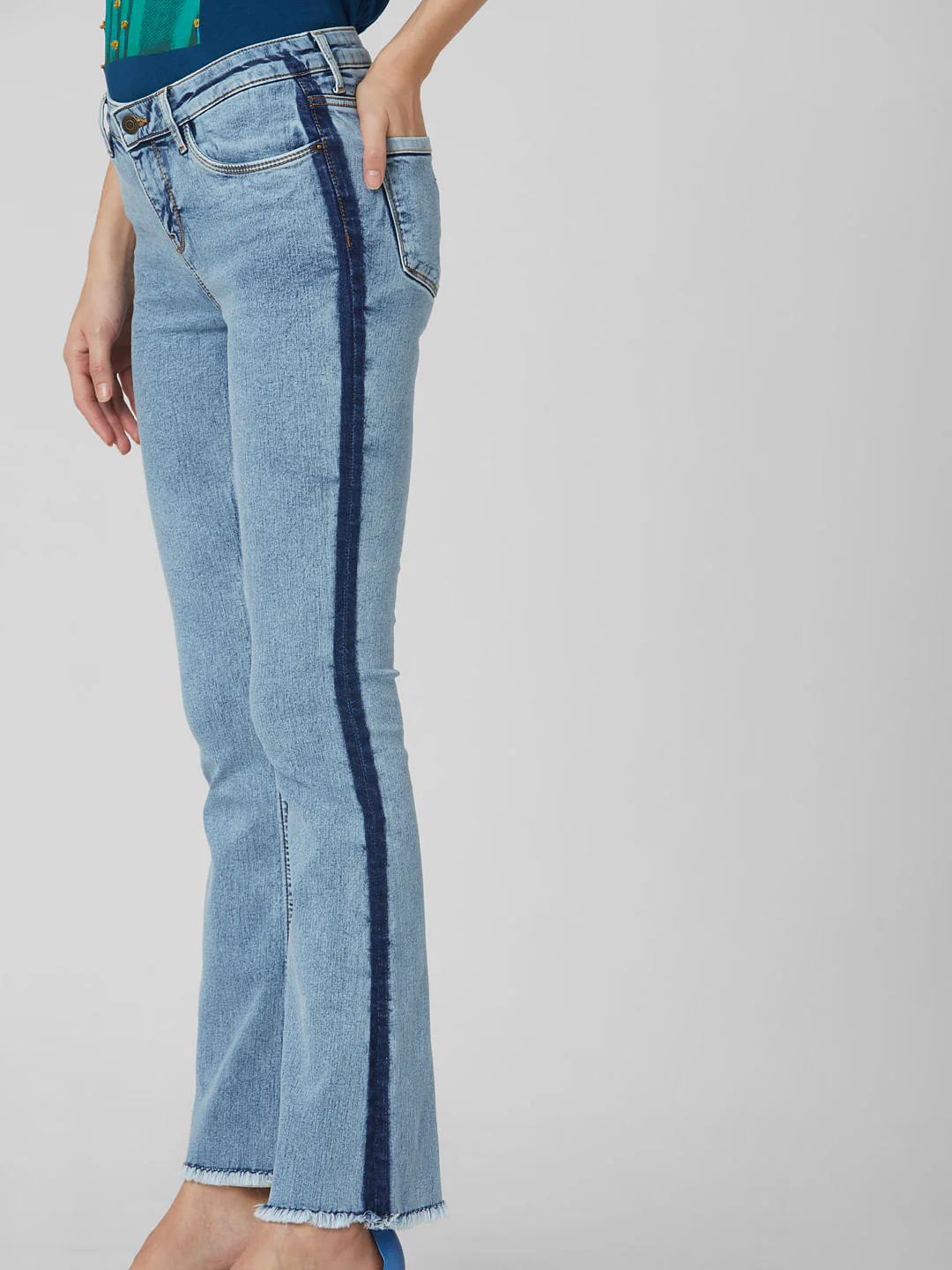 Blue Mid Rise Bootcut Jeans - Image 5