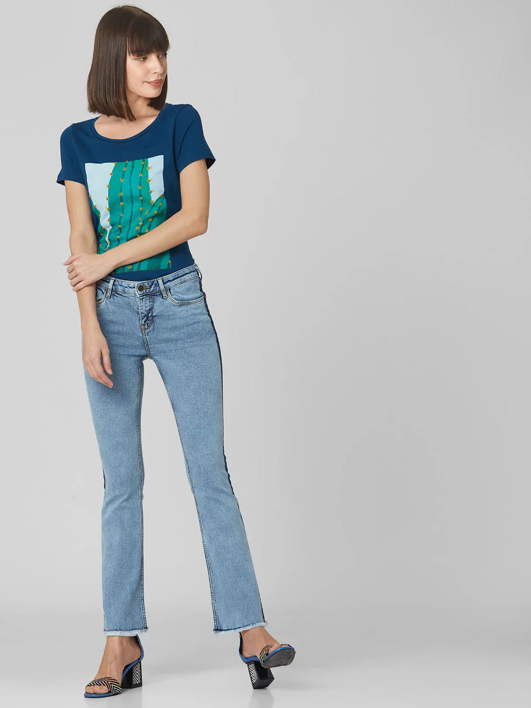 Blue Mid Rise Bootcut Jeans - Image 6