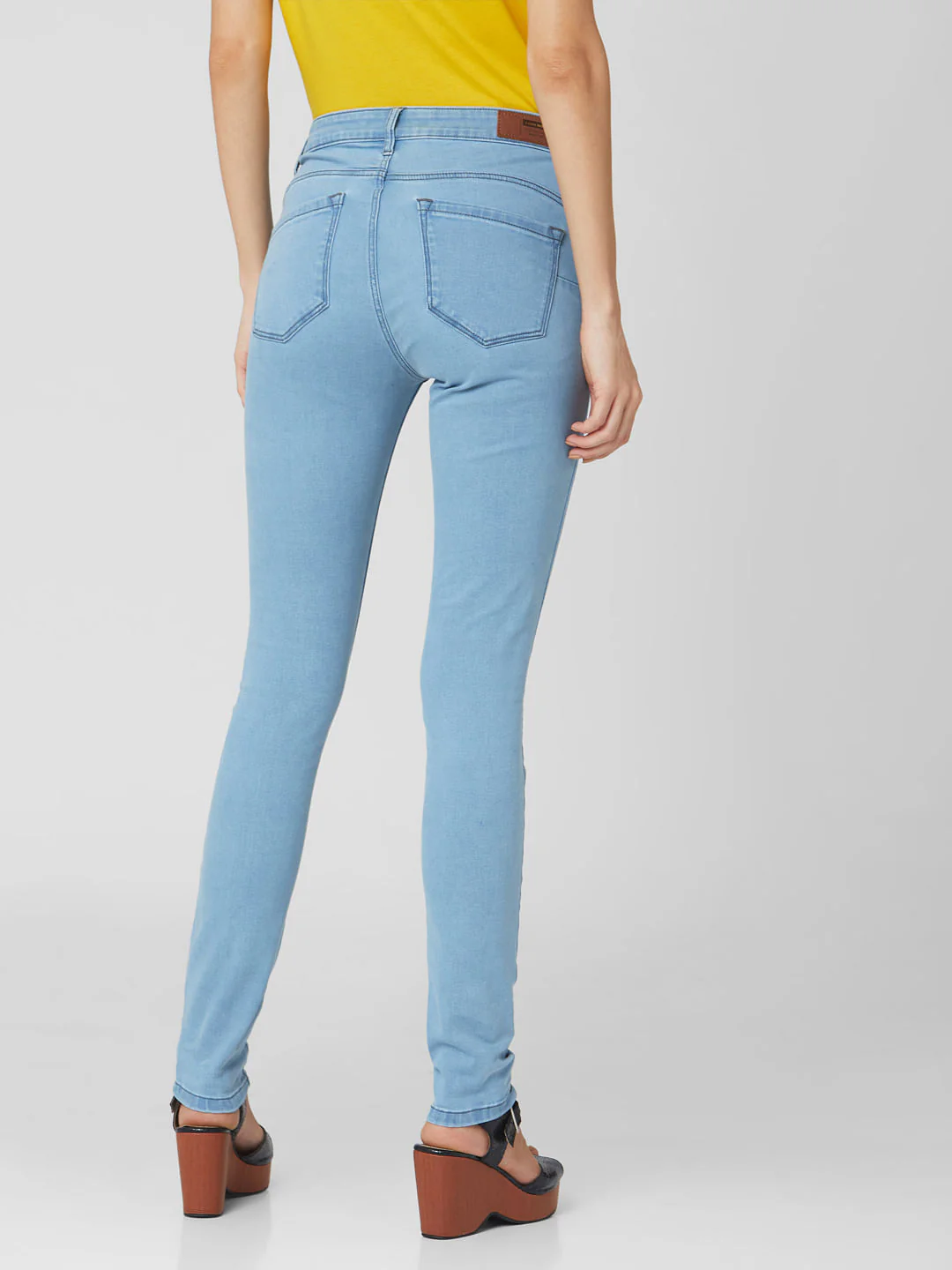 Blue Mid Rise Push Up Skinny Jeans - Image 4