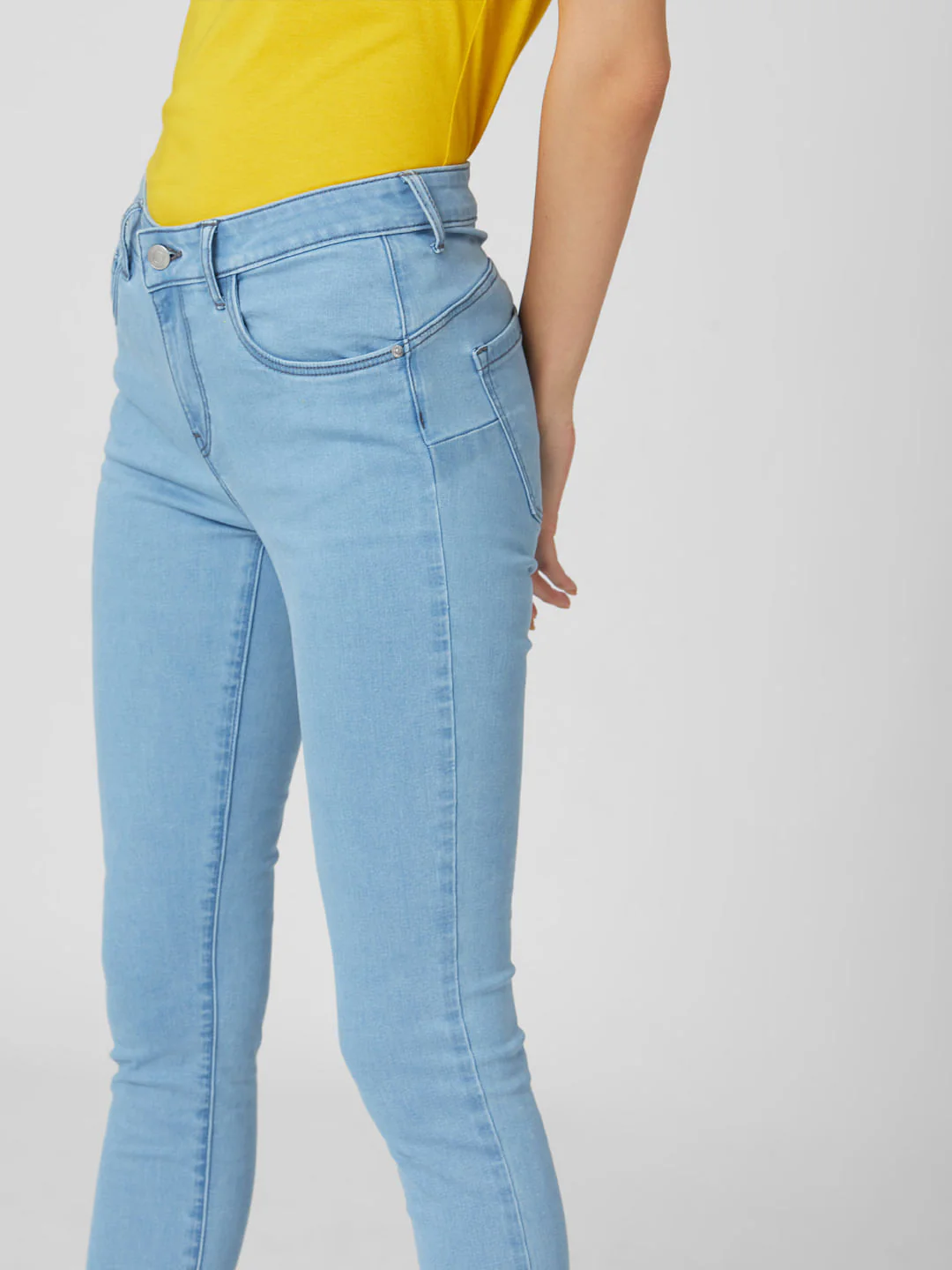 Blue Mid Rise Push Up Skinny Jeans - Image 5