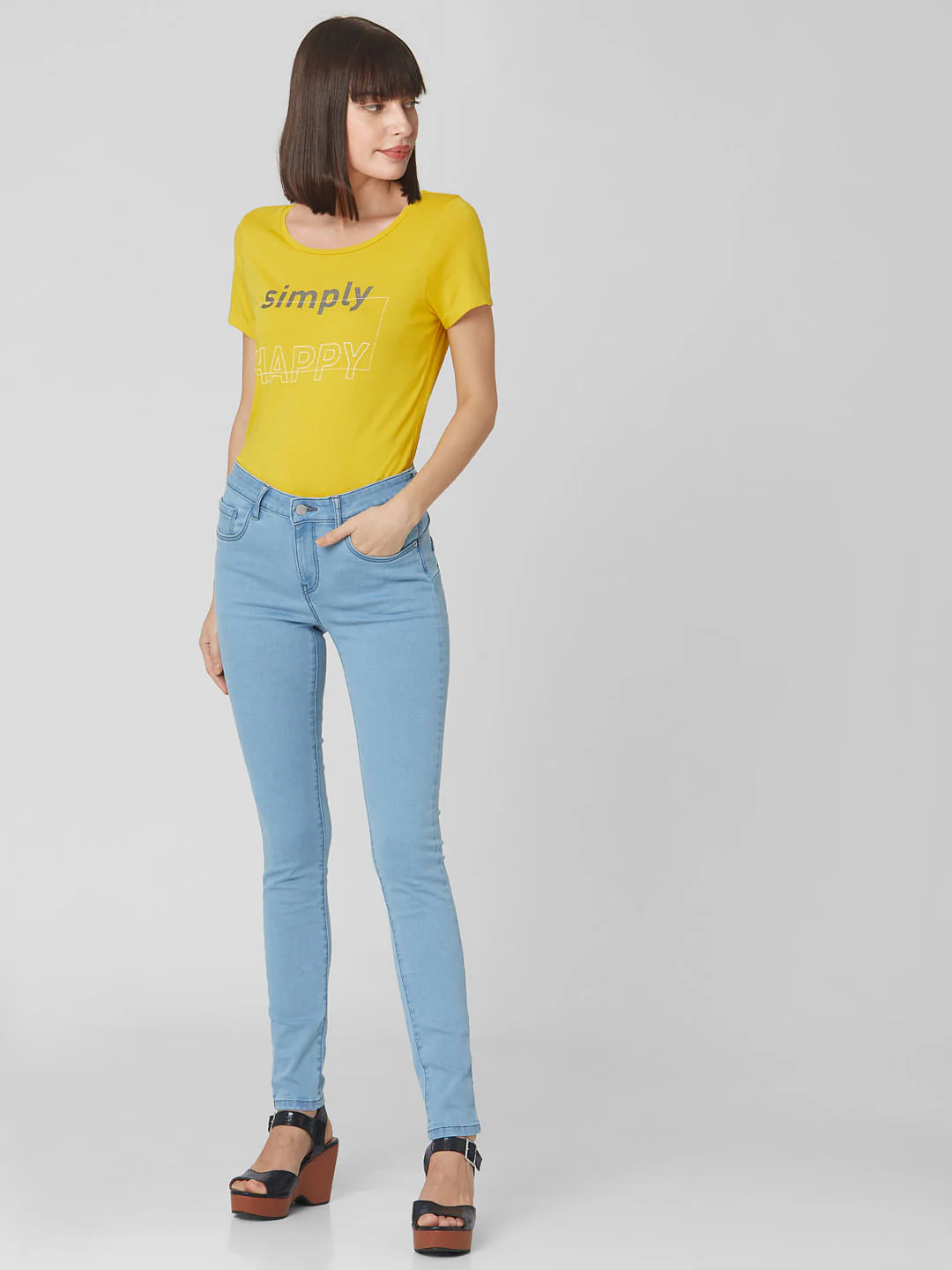 Blue Mid Rise Push Up Skinny Jeans - Image 6