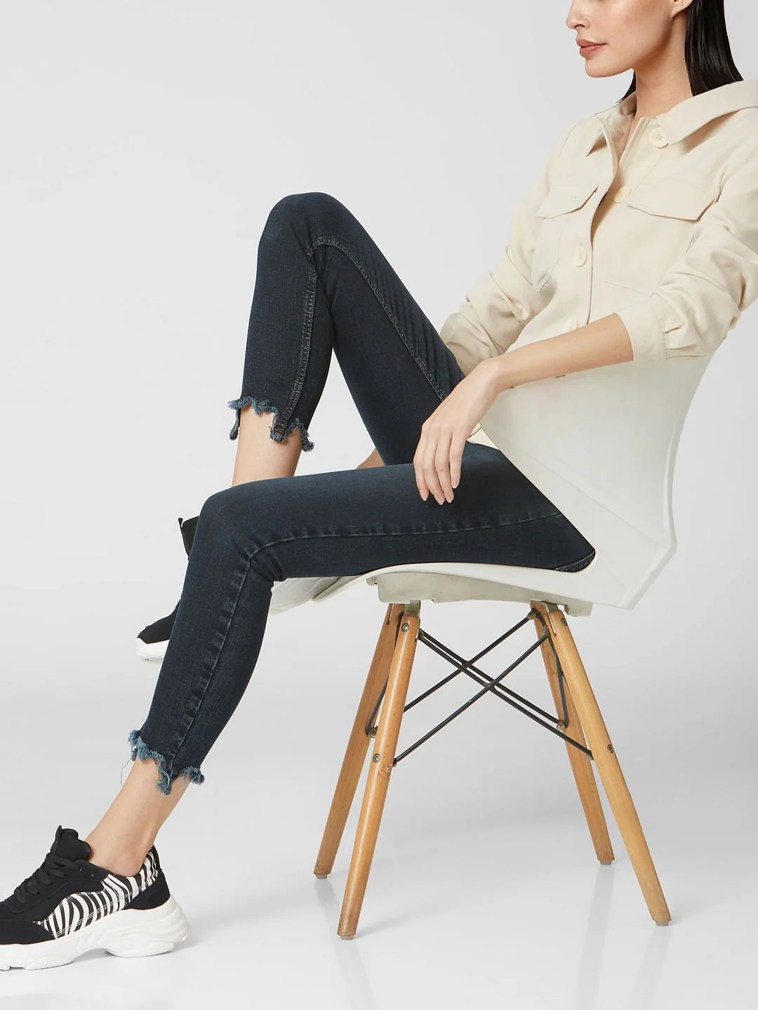 Blue Mid Rise Skinny Jeans - Image 2