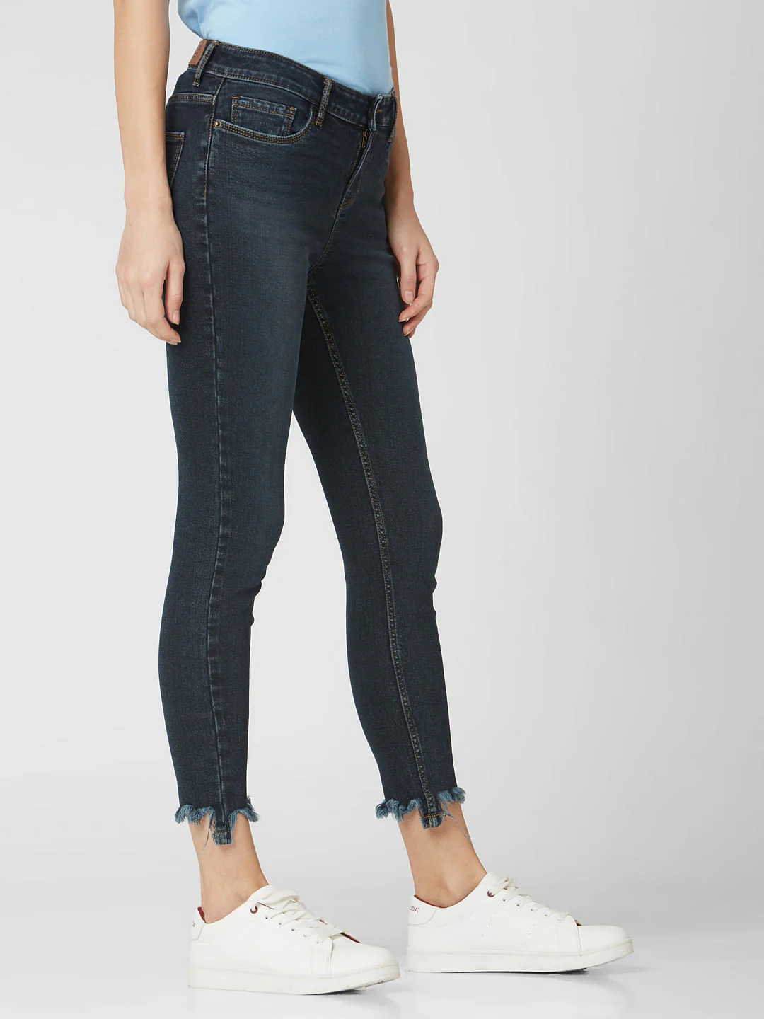 Blue Mid Rise Skinny Jeans - Image 3