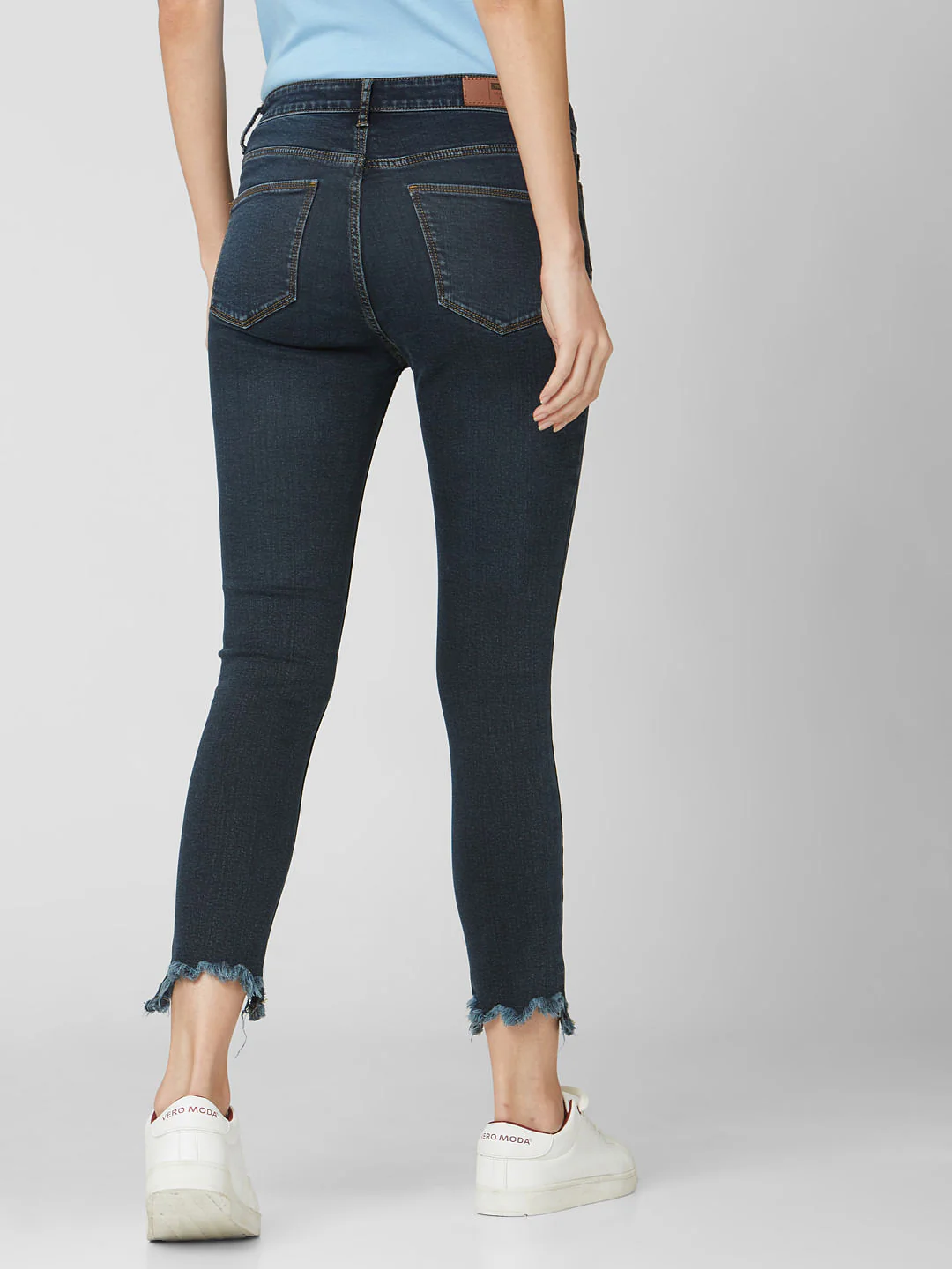 Blue Mid Rise Skinny Jeans - Image 4