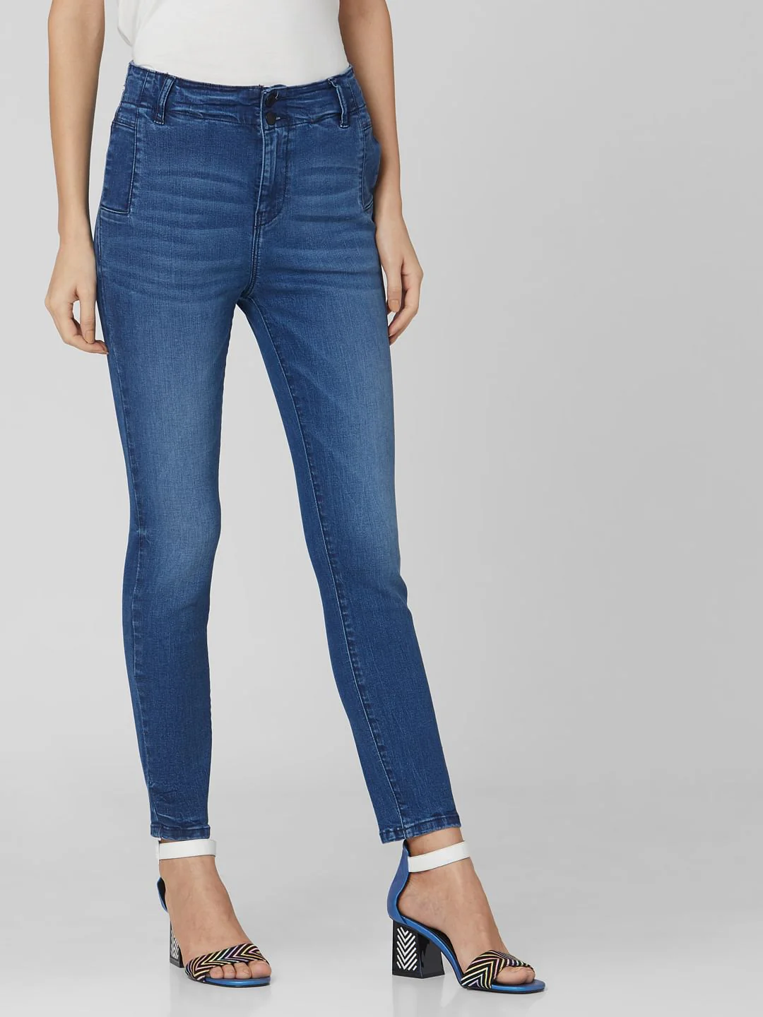 Blue High Rise Skinny Jeans - Image 3