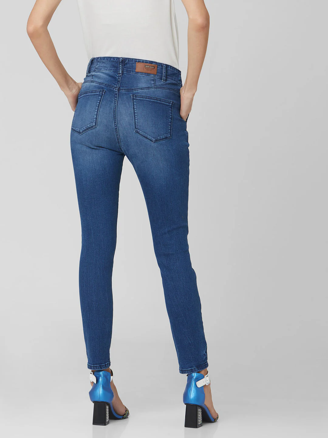 Blue High Rise Skinny Jeans - Image 4
