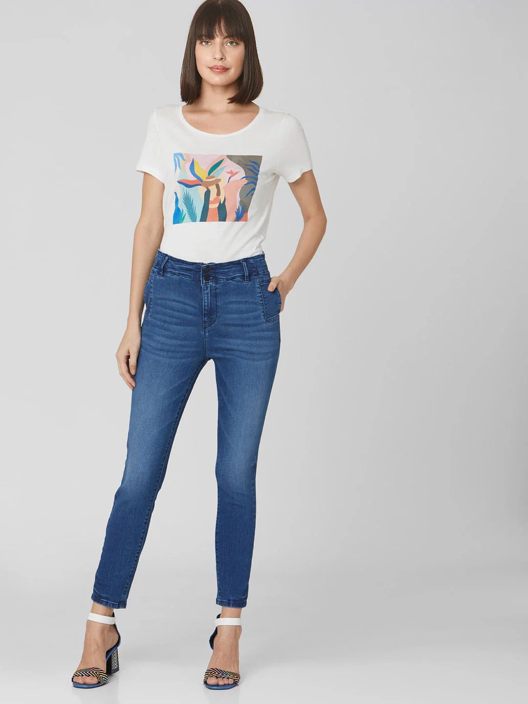Blue High Rise Skinny Jeans - Image 6