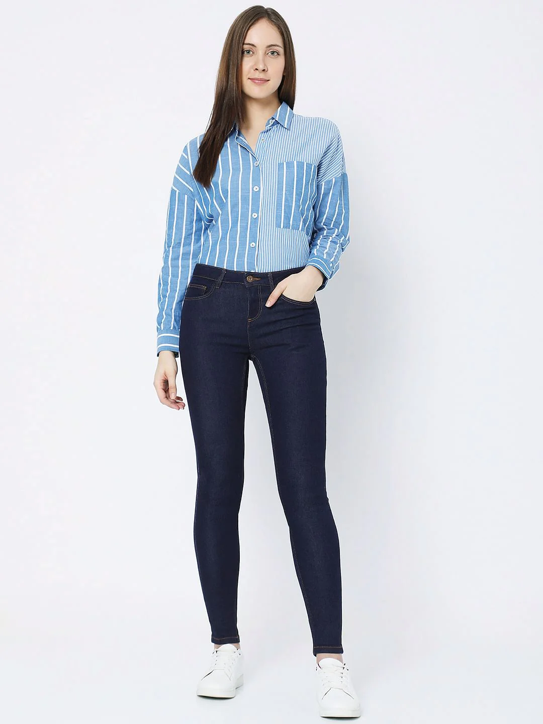 Dark Blue Mid Rise Wendy Skinny Jeans - Image 5