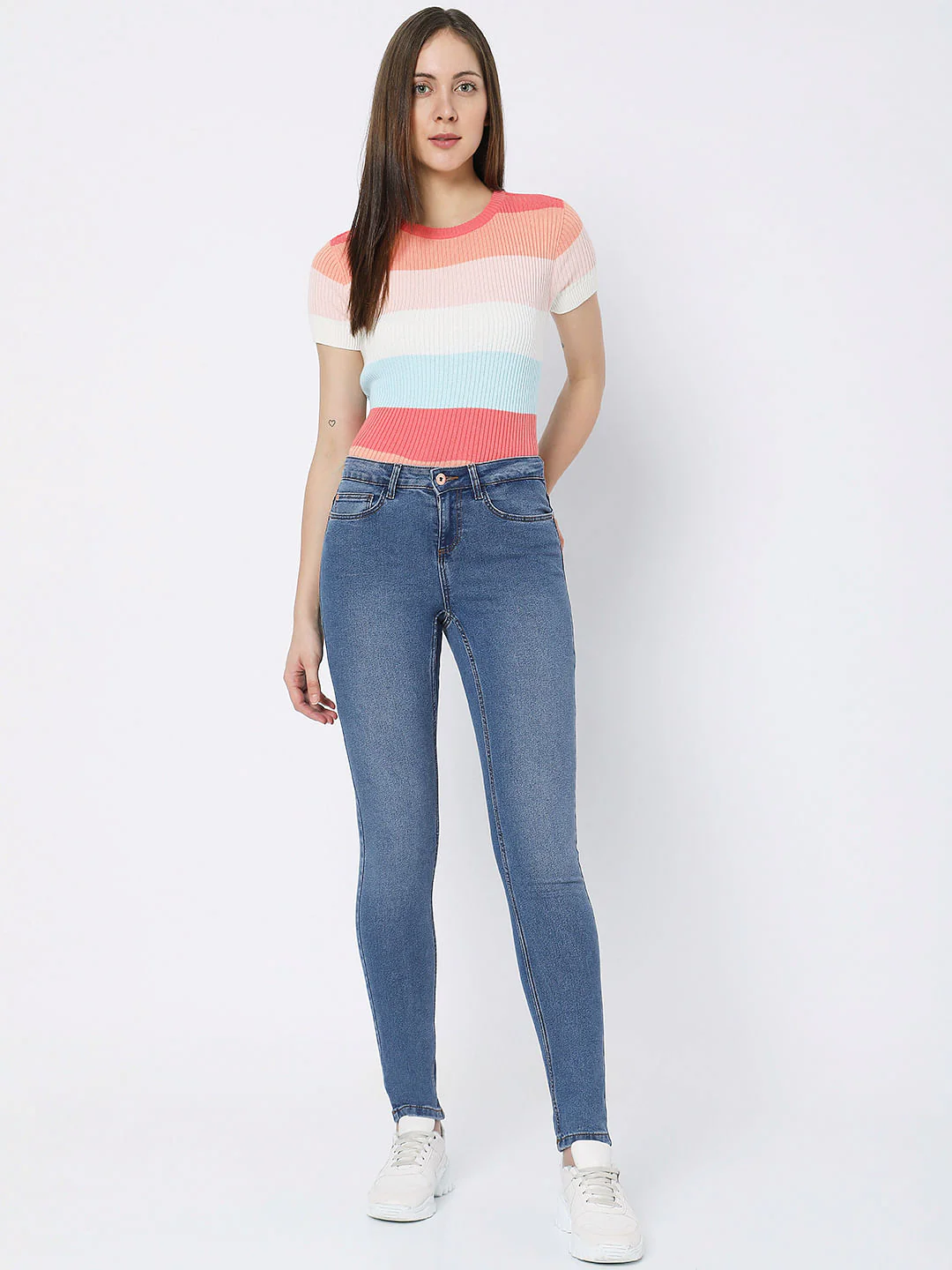 Blue Mid Rise Wendy Skinny Jeans - Image 5