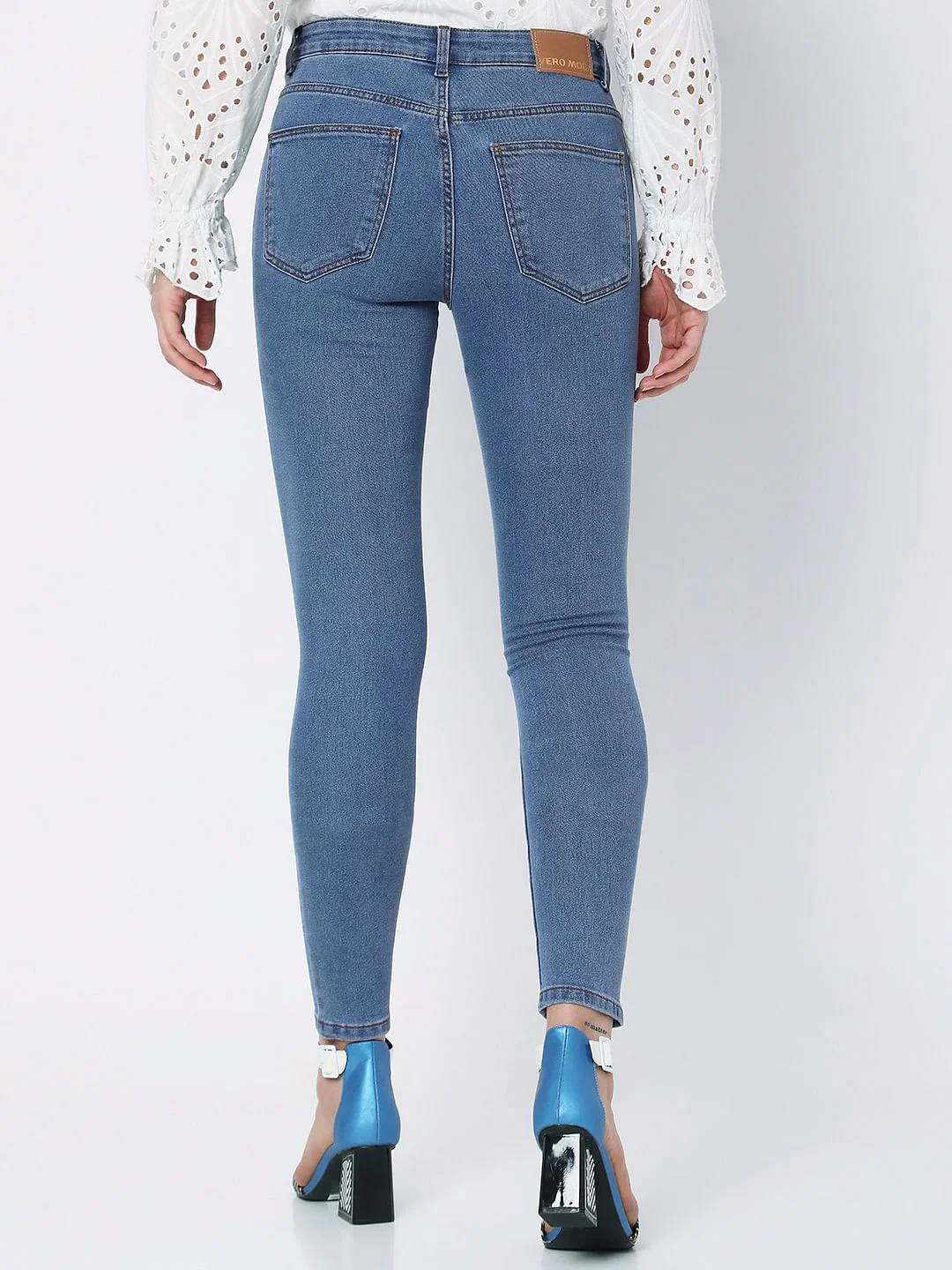 Blue Mid Rise Wendy Skinny Jeans - Image 3