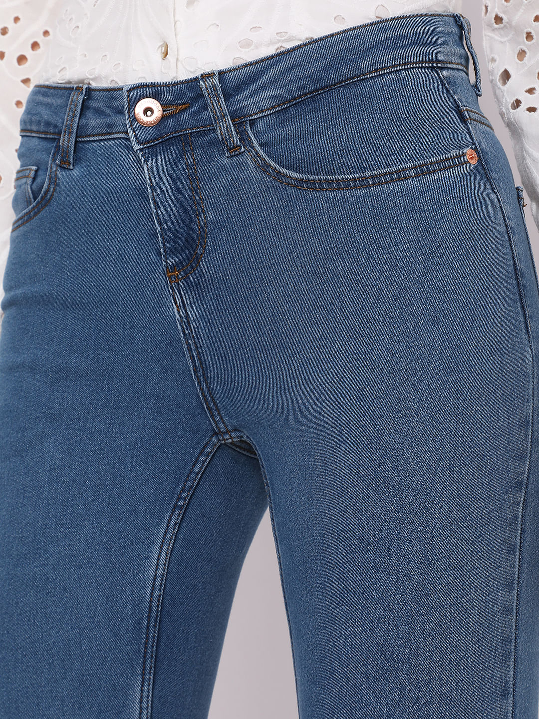 Blue Mid Rise Wendy Skinny Jeans - Image 4