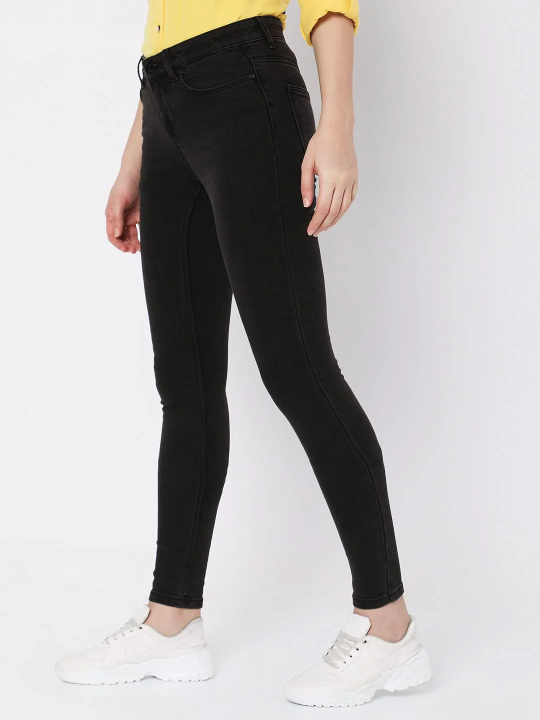 Charcoal Grey Mid Rise Wendy Skinny Jeans - Image 2