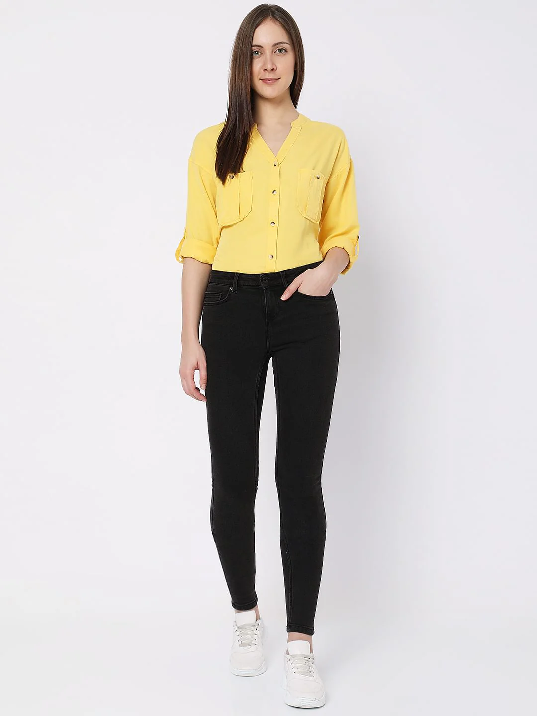 Charcoal Grey Mid Rise Wendy Skinny Jeans - Image 5