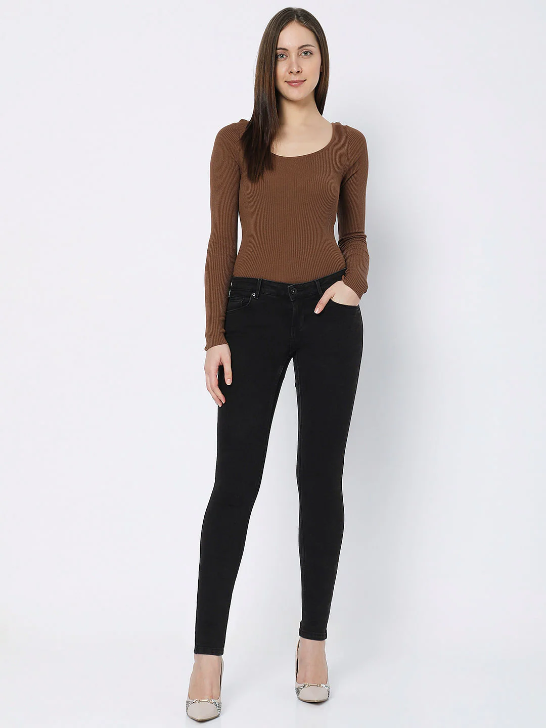 Dark Grey Low Rise Wendy Skinny Jeans - Image 5