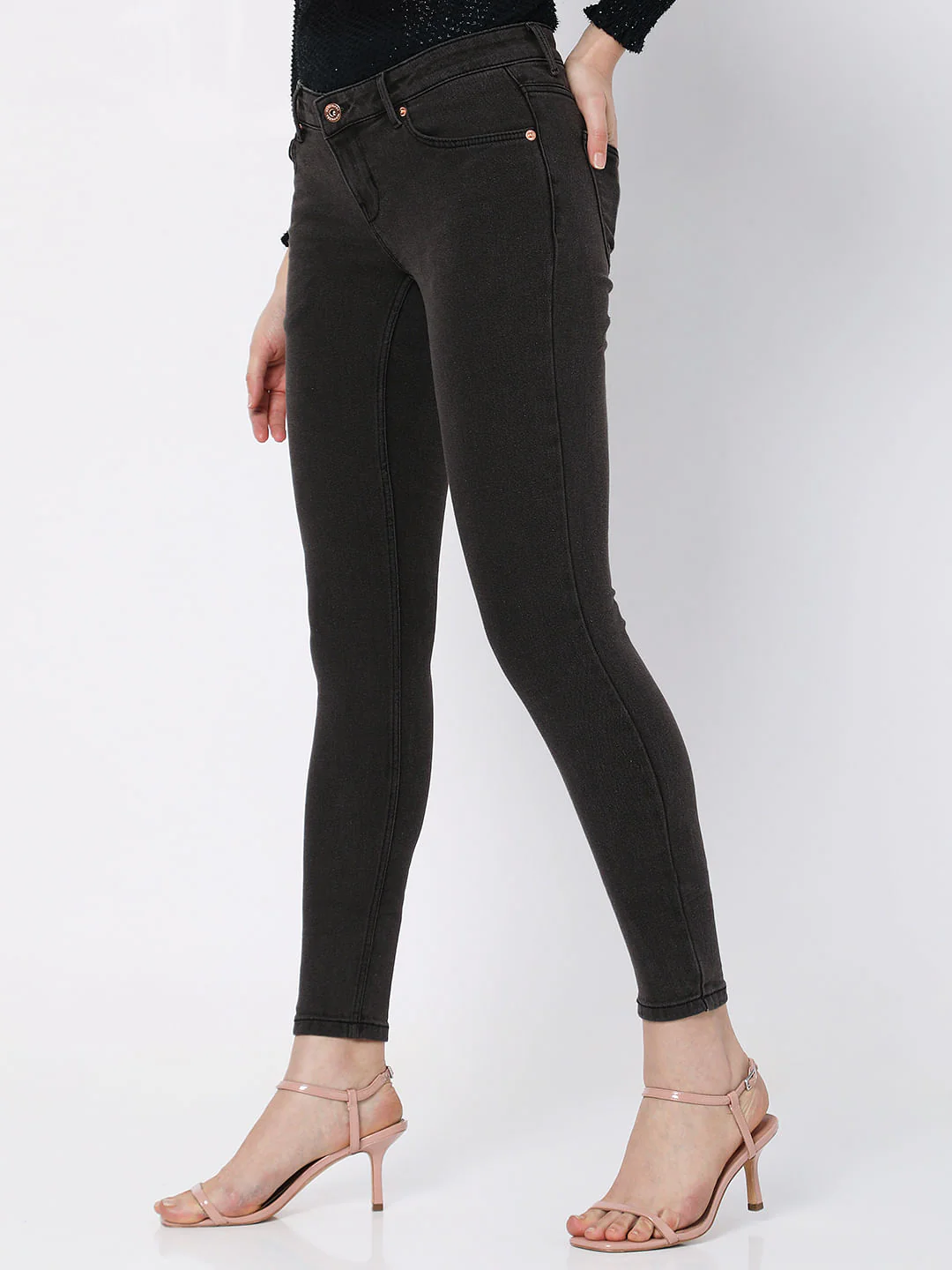Grey Low Rise Wendy Skinny Jeans - Image 2