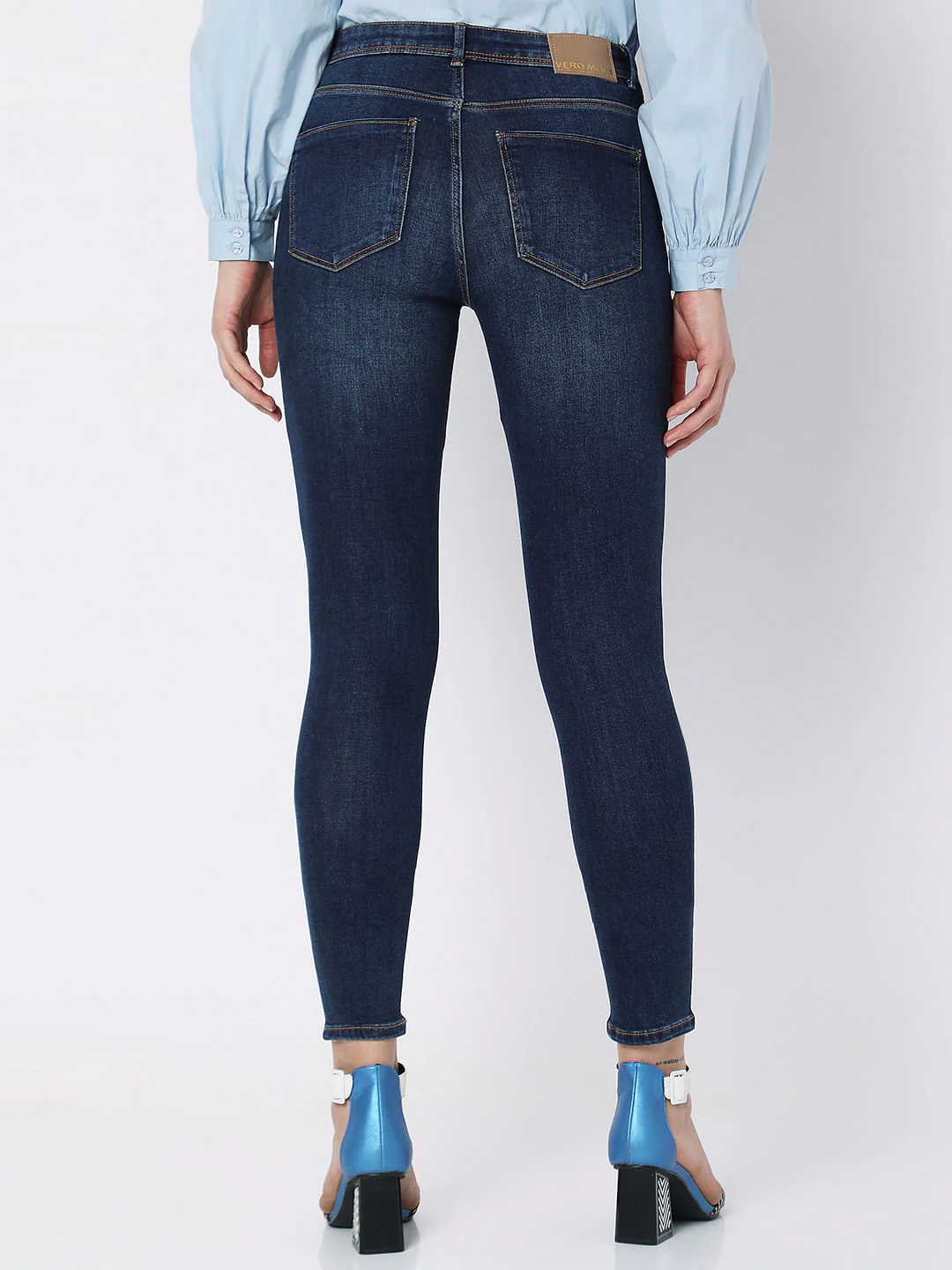 Dark Blue Mid Rise Wendy Skinny Jeans - Image 3