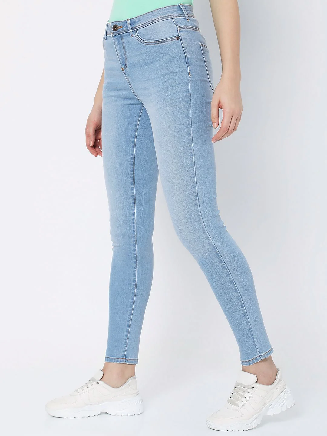 Light Blue Mid Rise Wendy Skinny Jeans - Image 2