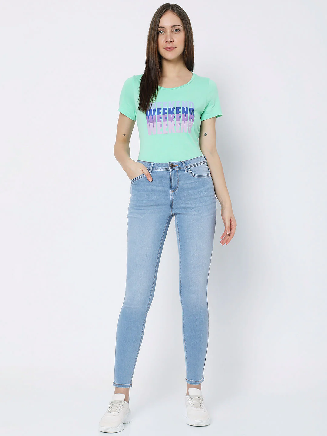 Light Blue Mid Rise Wendy Skinny Jeans - Image 5