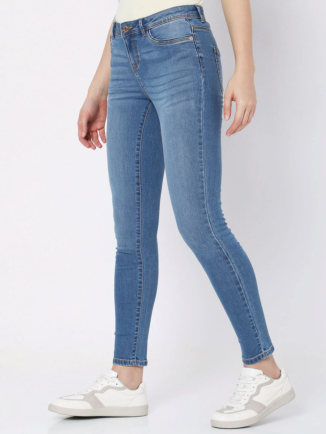Blue Mid Rise Skinny Jeans - Image 2