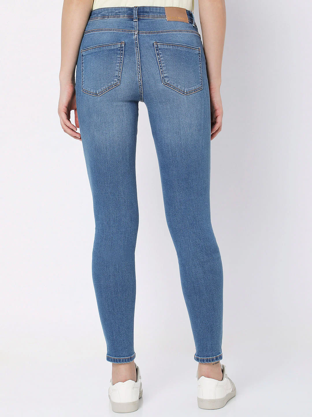 Blue Mid Rise Skinny Jeans - Image 3