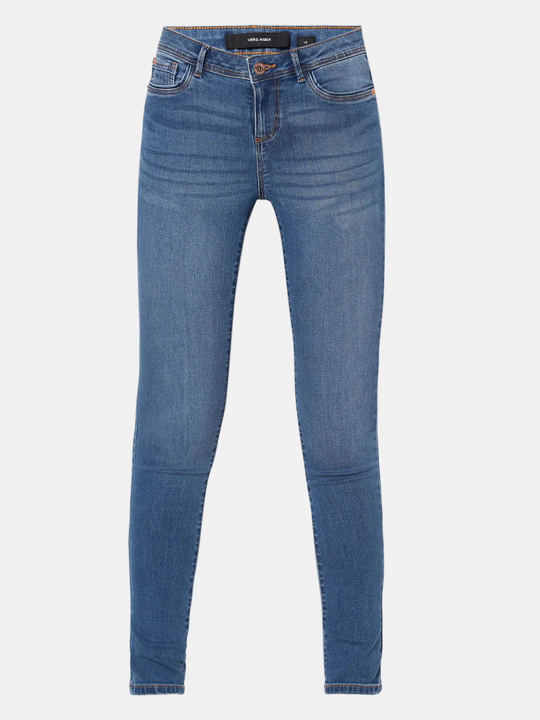 Blue Mid Rise Skinny Jeans - Image 6