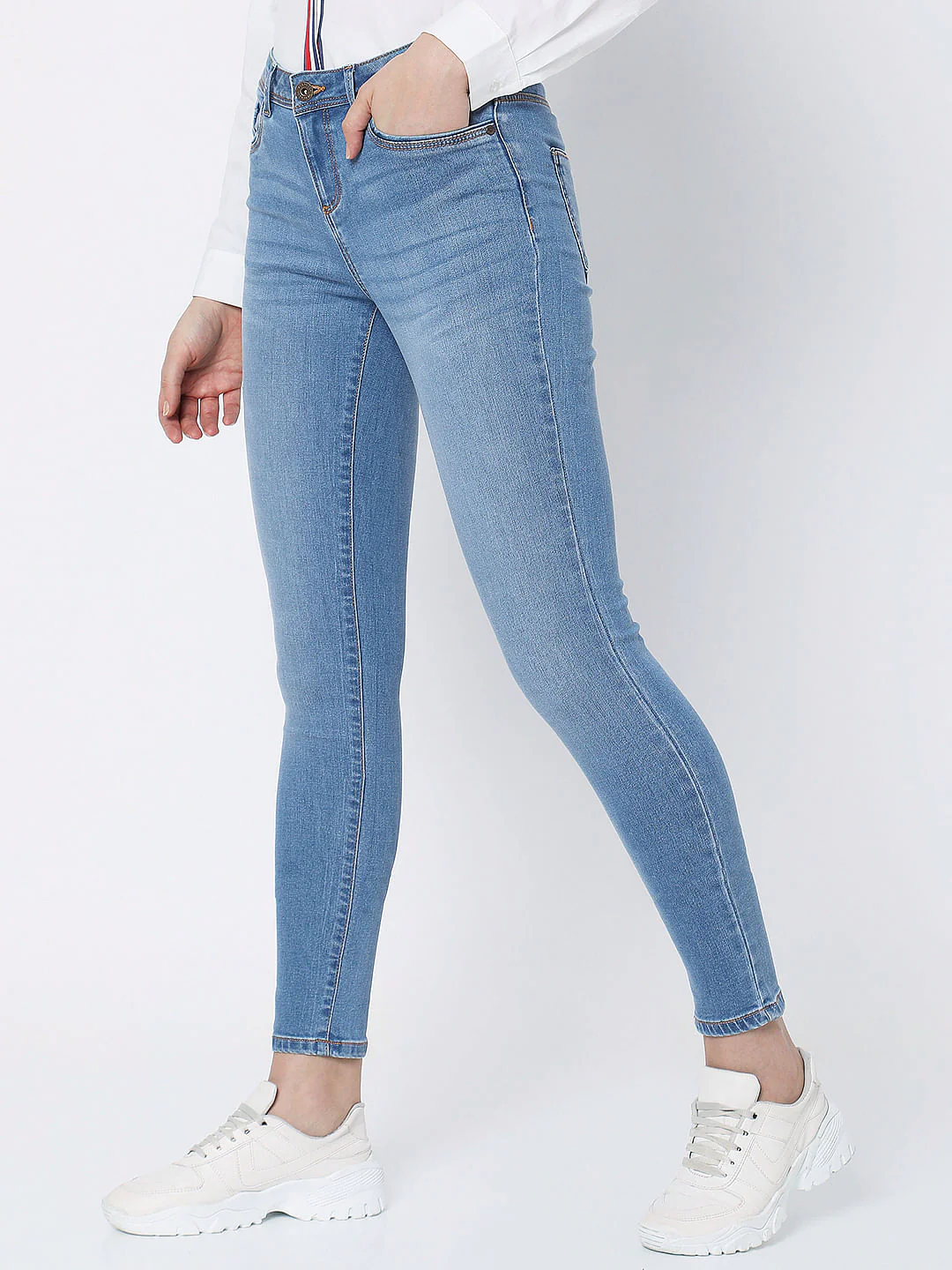 Blue Mid Rise Wendy Skinny Jeans - Image 2
