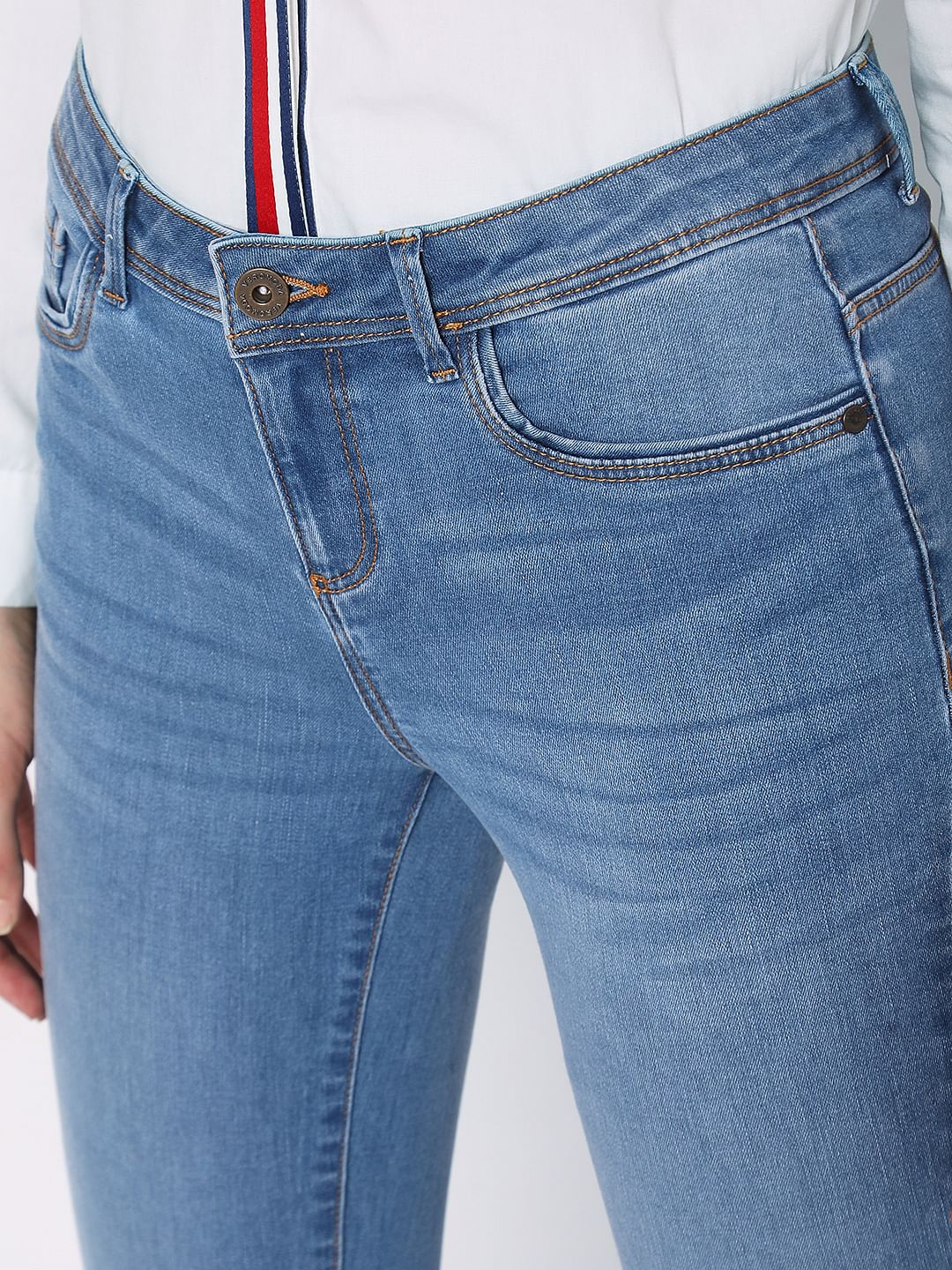 Blue Mid Rise Wendy Skinny Jeans - Image 4