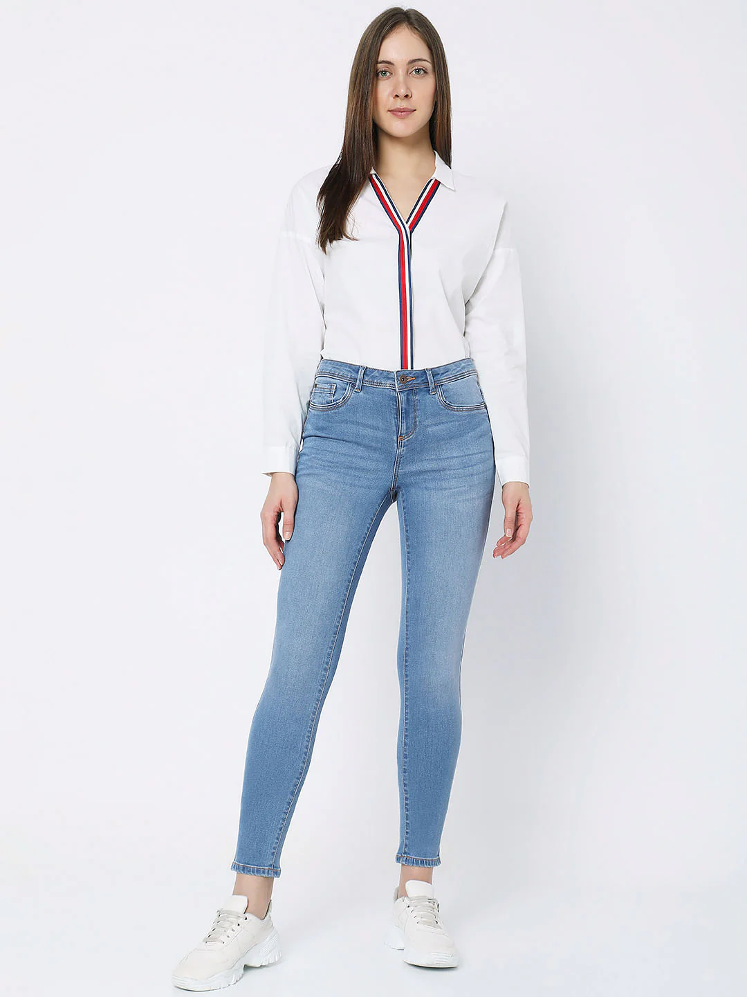 Blue Mid Rise Wendy Skinny Jeans - Image 5