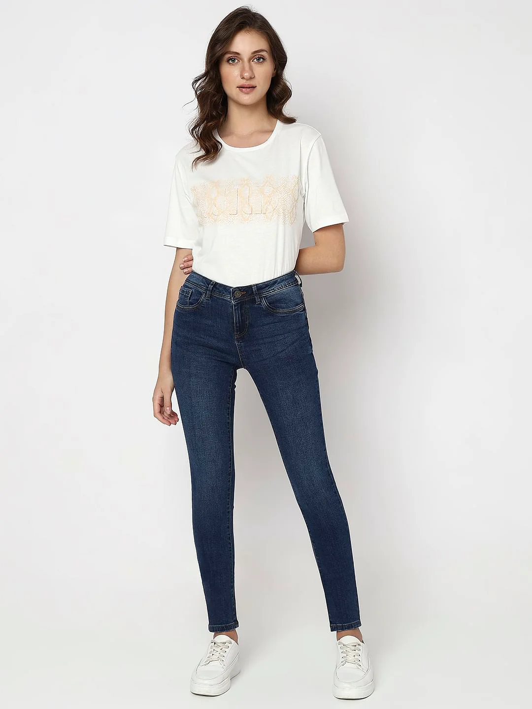 Dark Blue Mid Rise Wendy Skinny Fit Jeans - Image 5