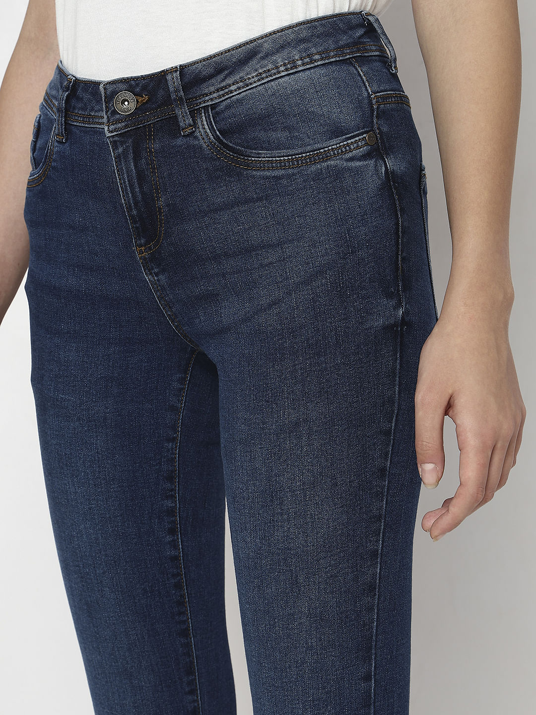 Dark Blue Mid Rise Wendy Skinny Fit Jeans - Image 8