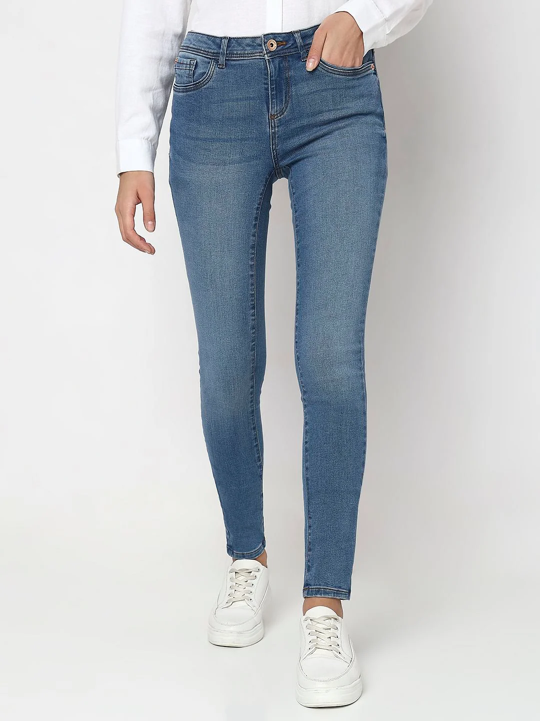 Blue Mid Rise Wendy Skinny Fit Jeans - Image 2