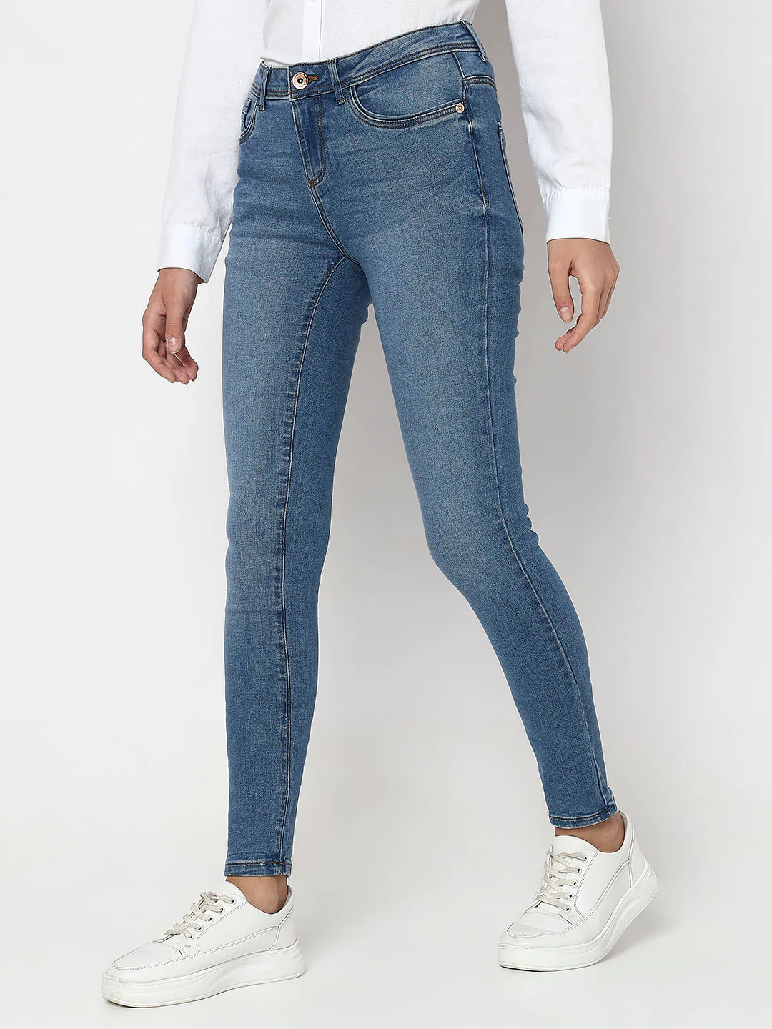 Blue Mid Rise Wendy Skinny Fit Jeans - Image 3